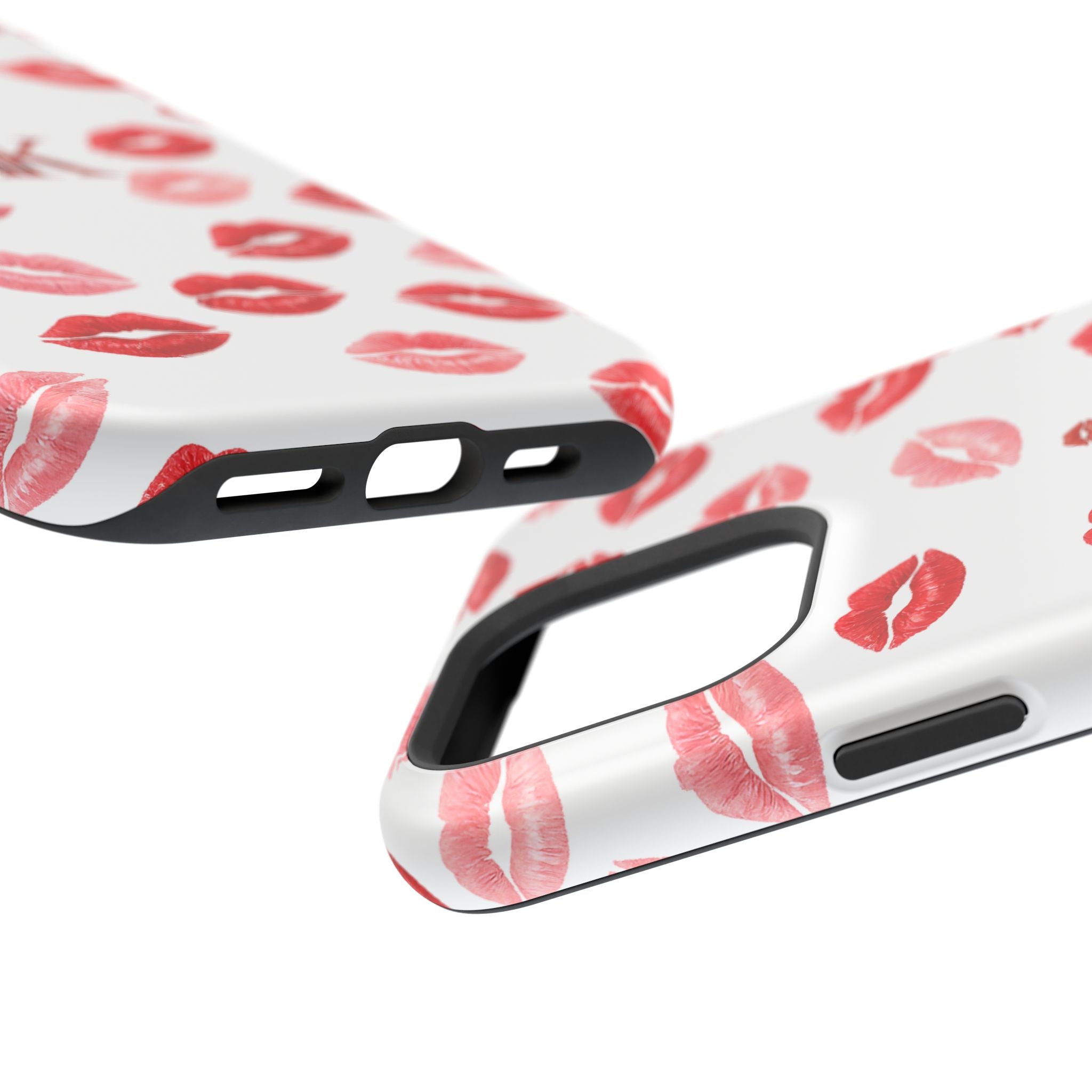 Psyche Collection White - Kiss Pattern Magnetic Impact Phone Case