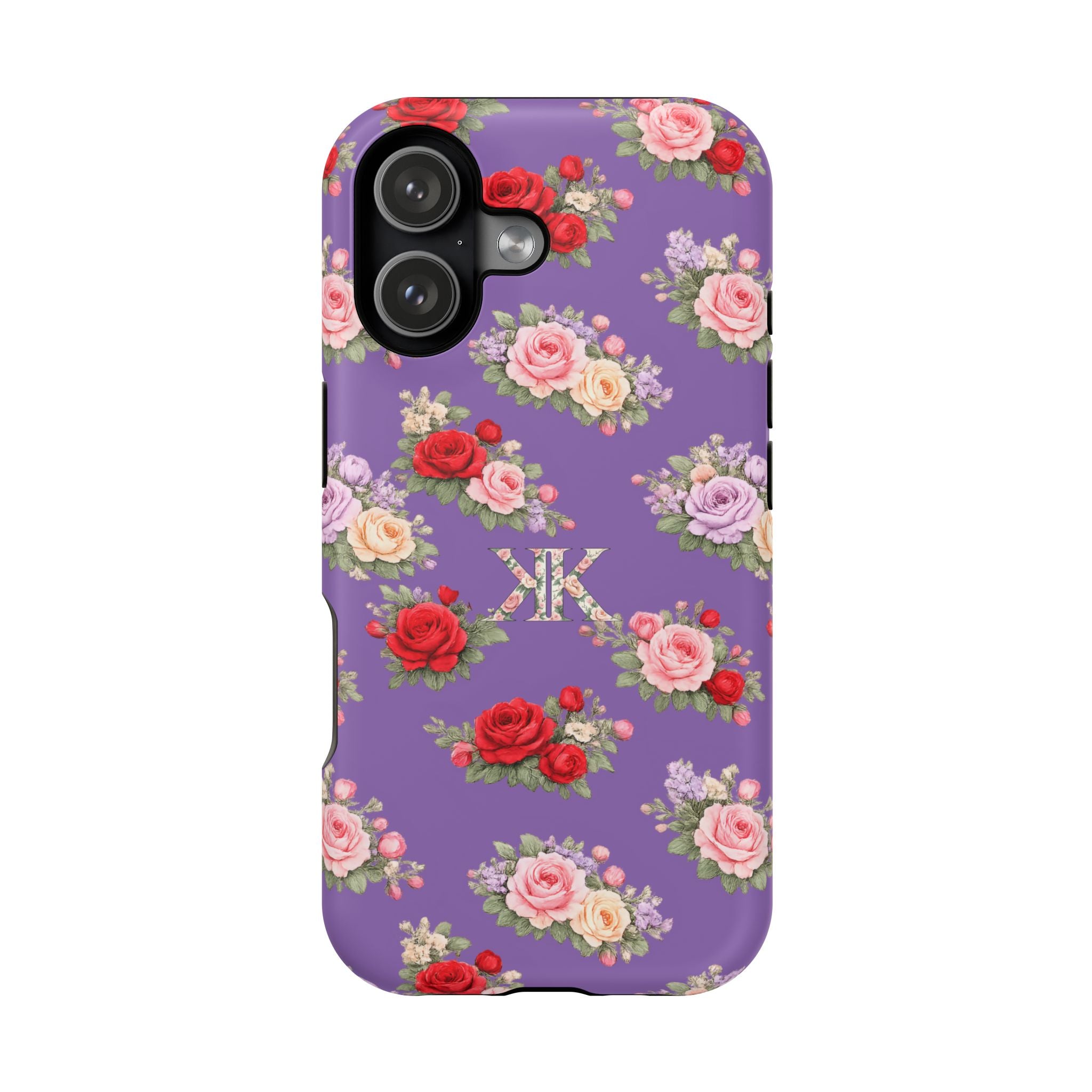 Anthos Collection Light Purple Vintage Floral Rose Pattern Magnetic Impact-Resistant Phone Case