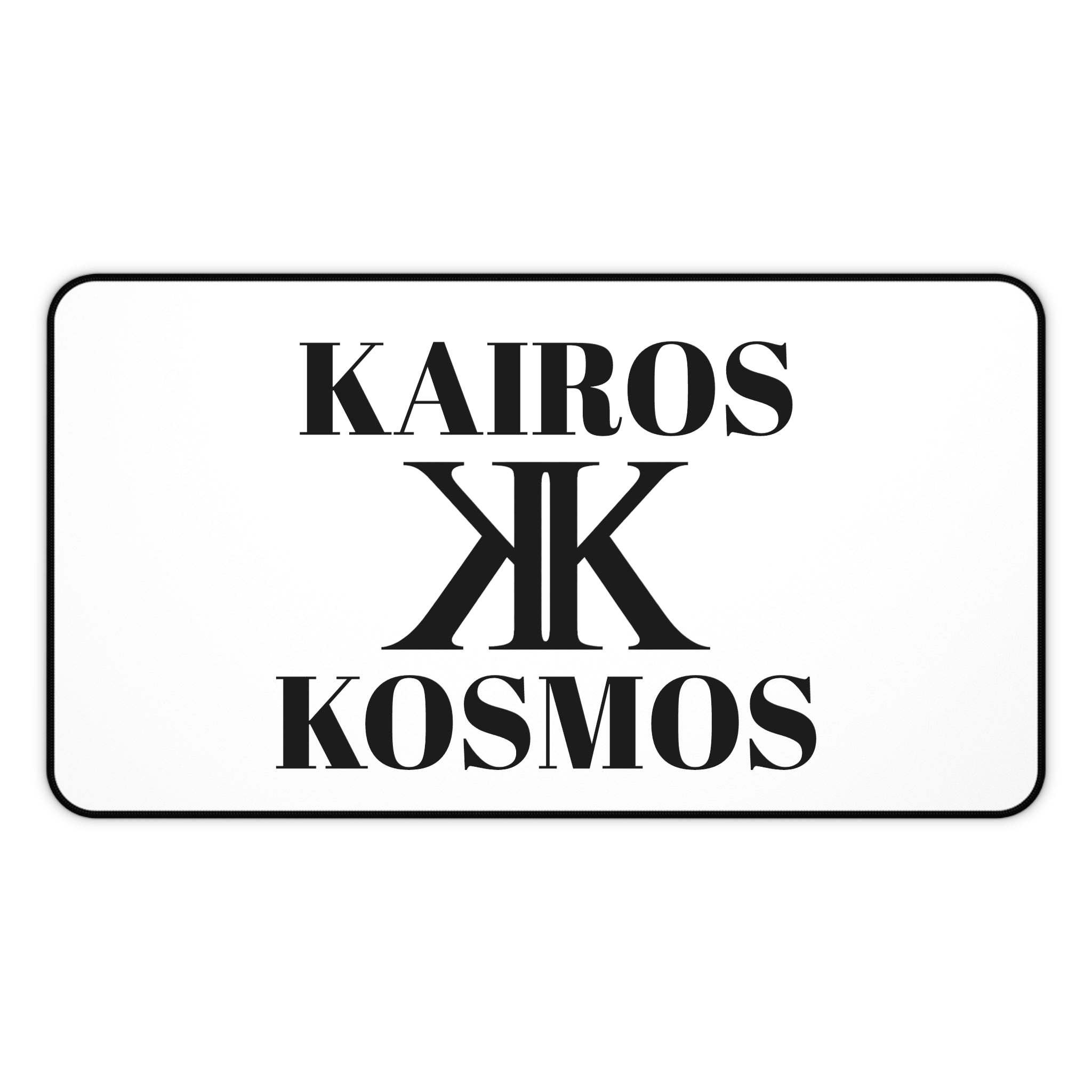 Desk Mat — Minimalist 'KAIROS KOSMOS' Black & White Logo Desk Mat