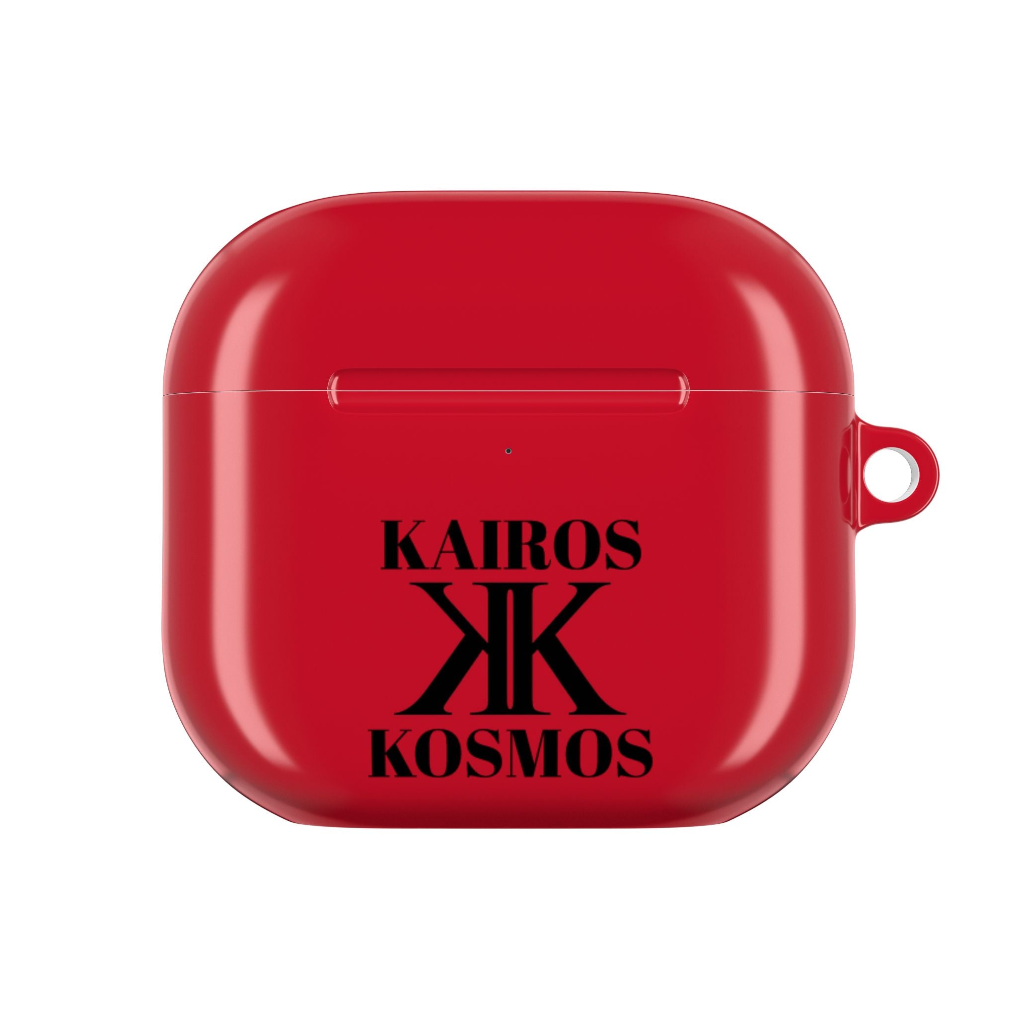 Kairos Kosmos AirPod Case RED — Minimalist Black Typography ‘Kairos Kosmos’ & “Give No Fu*ks!” Protective Cover