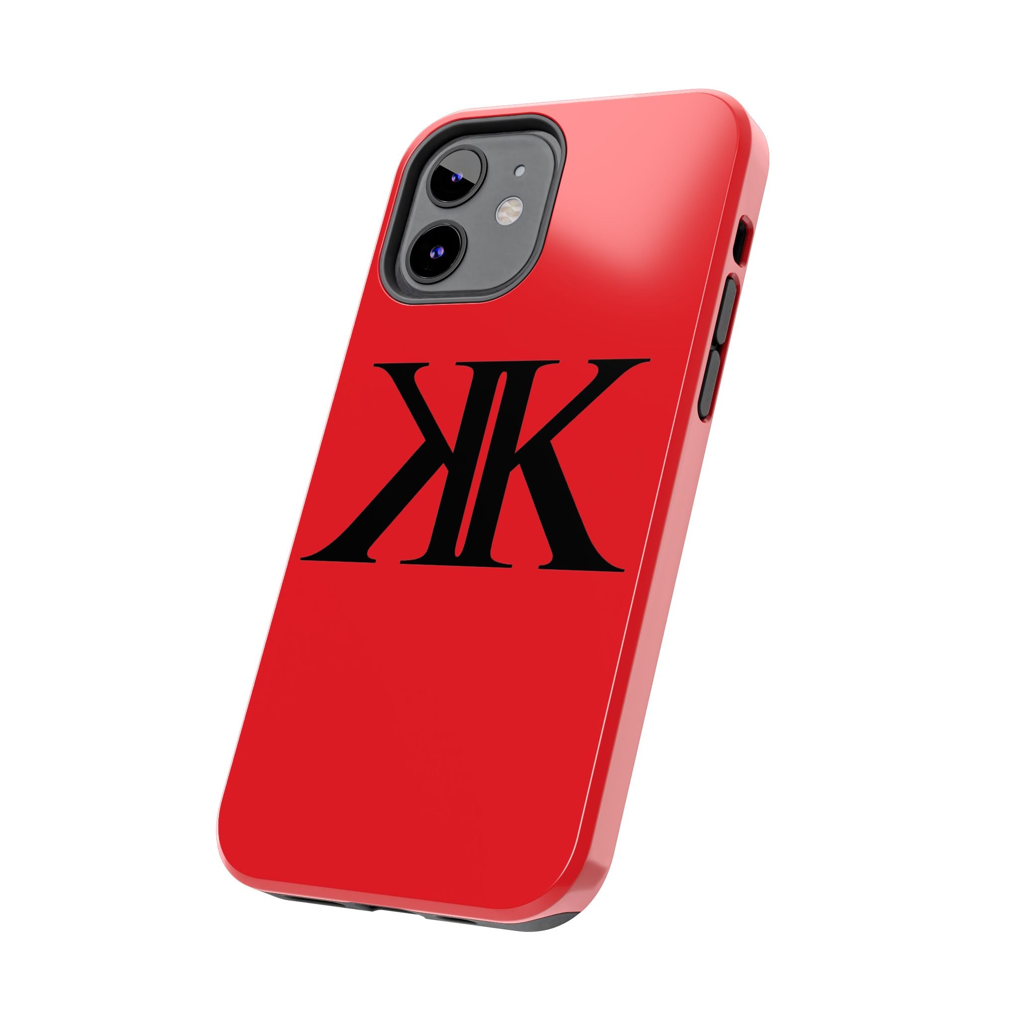 Monogram 'KK' RED Tough Phone Case — Minimal Black Initials Protective Cover