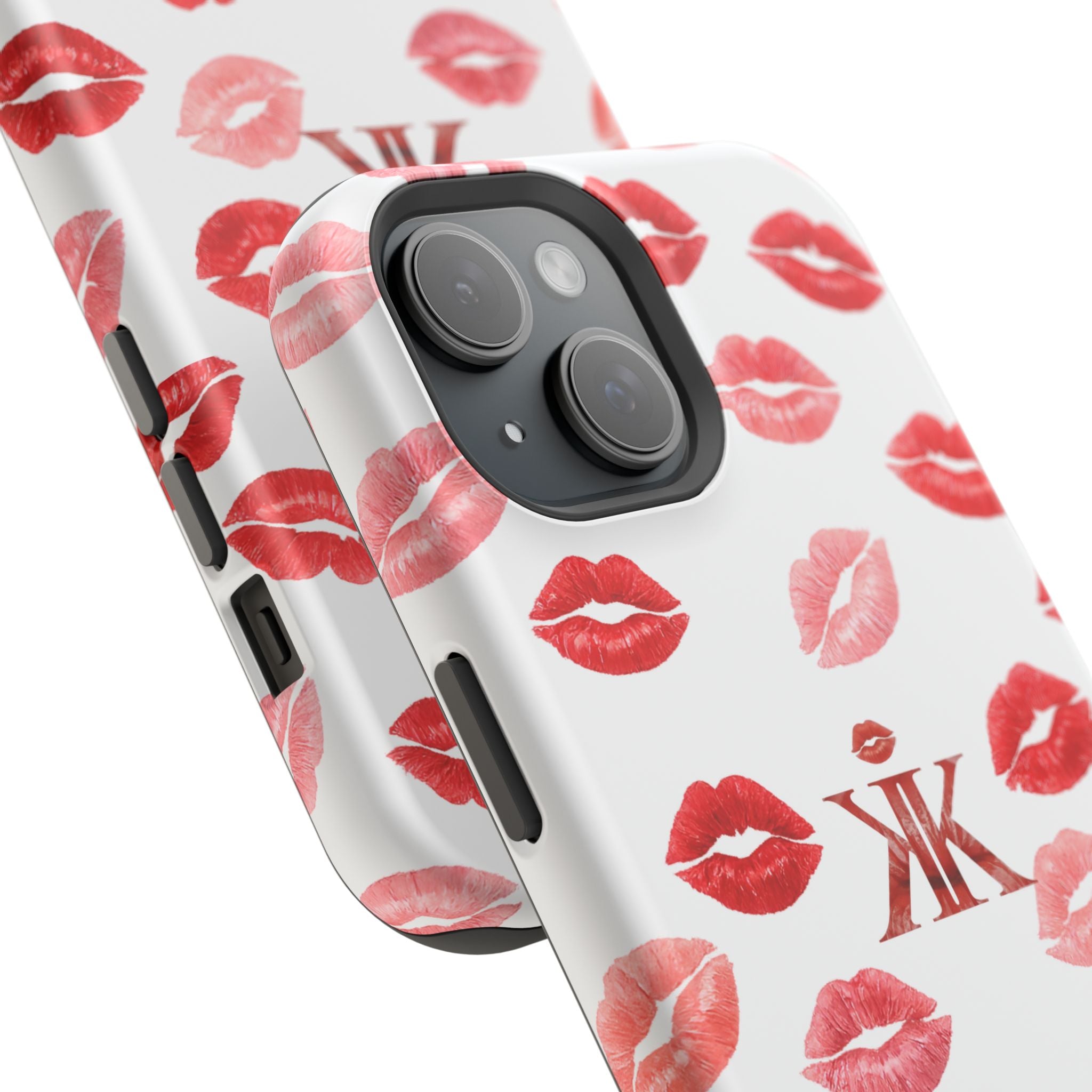 Psyche Collection White - Kiss Pattern Magnetic Impact Phone Case