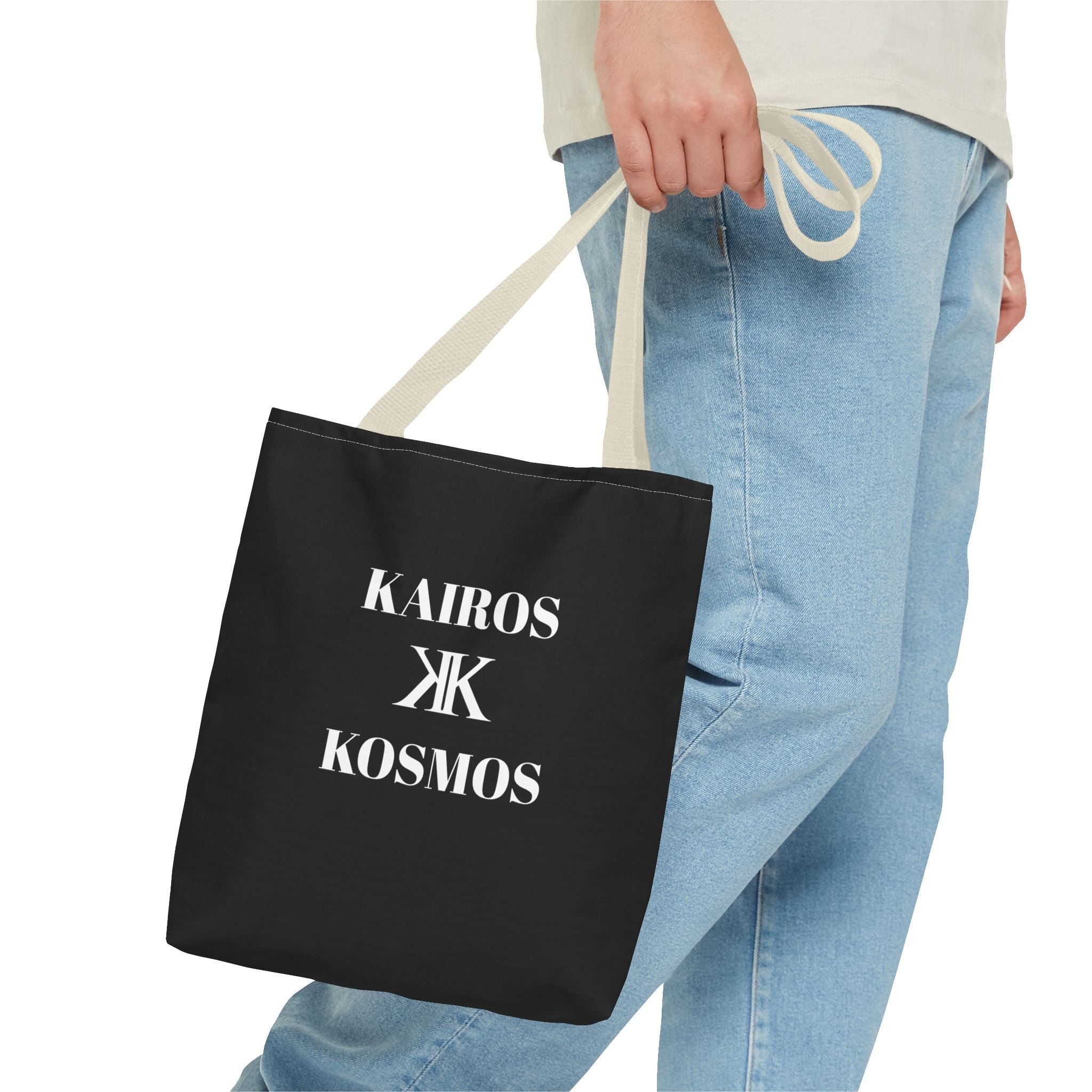 Kairos Kosmos BLACK Tote Bag – Minimalist Monogram Tote
