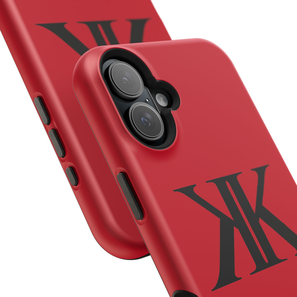 Magnetic Impact-Resistant RED Case with Bold KK Monogram