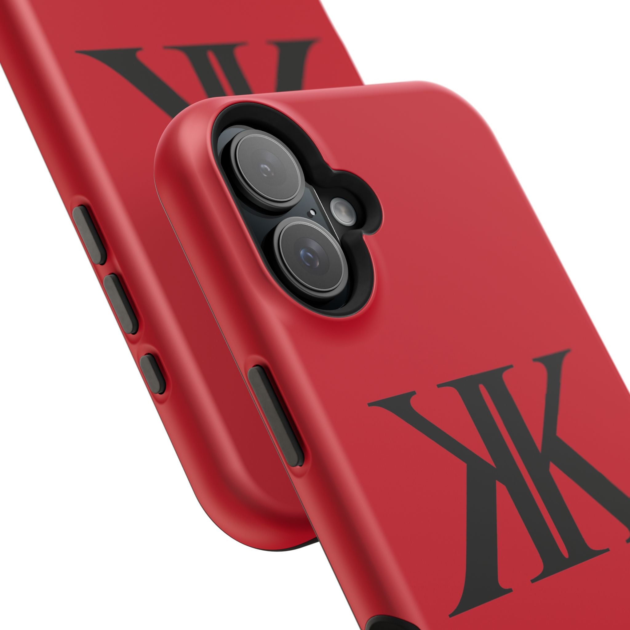 Magnetic Impact-Resistant RED Case with Bold KK Monogram