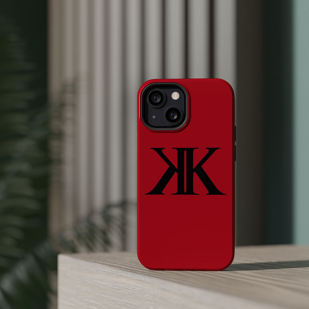 Magnetic Impact-Resistant RED Case with Bold KK Monogram
