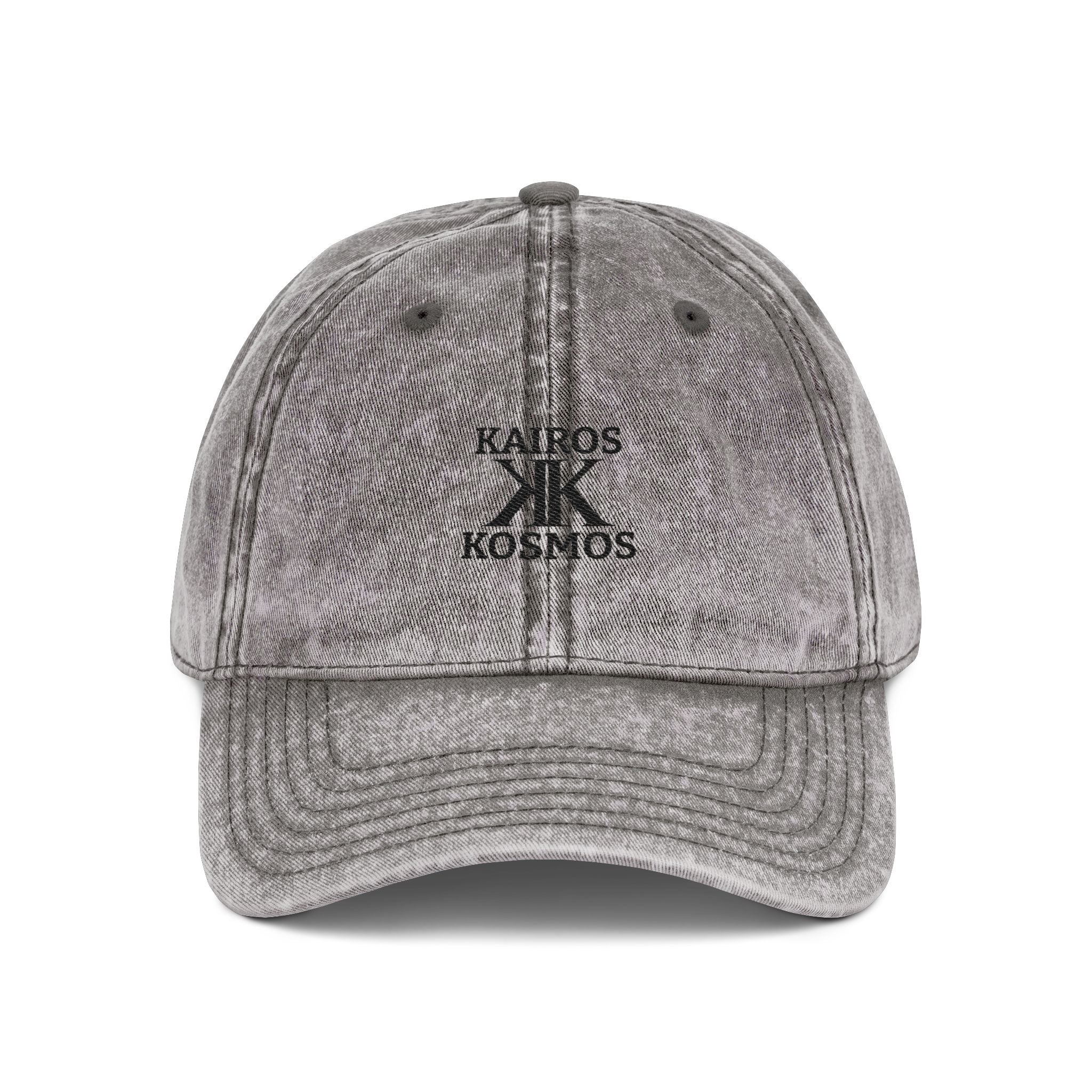 Vintage Embroidered Cap — Kairos Kosmos Logo Distressed Baseball Hat