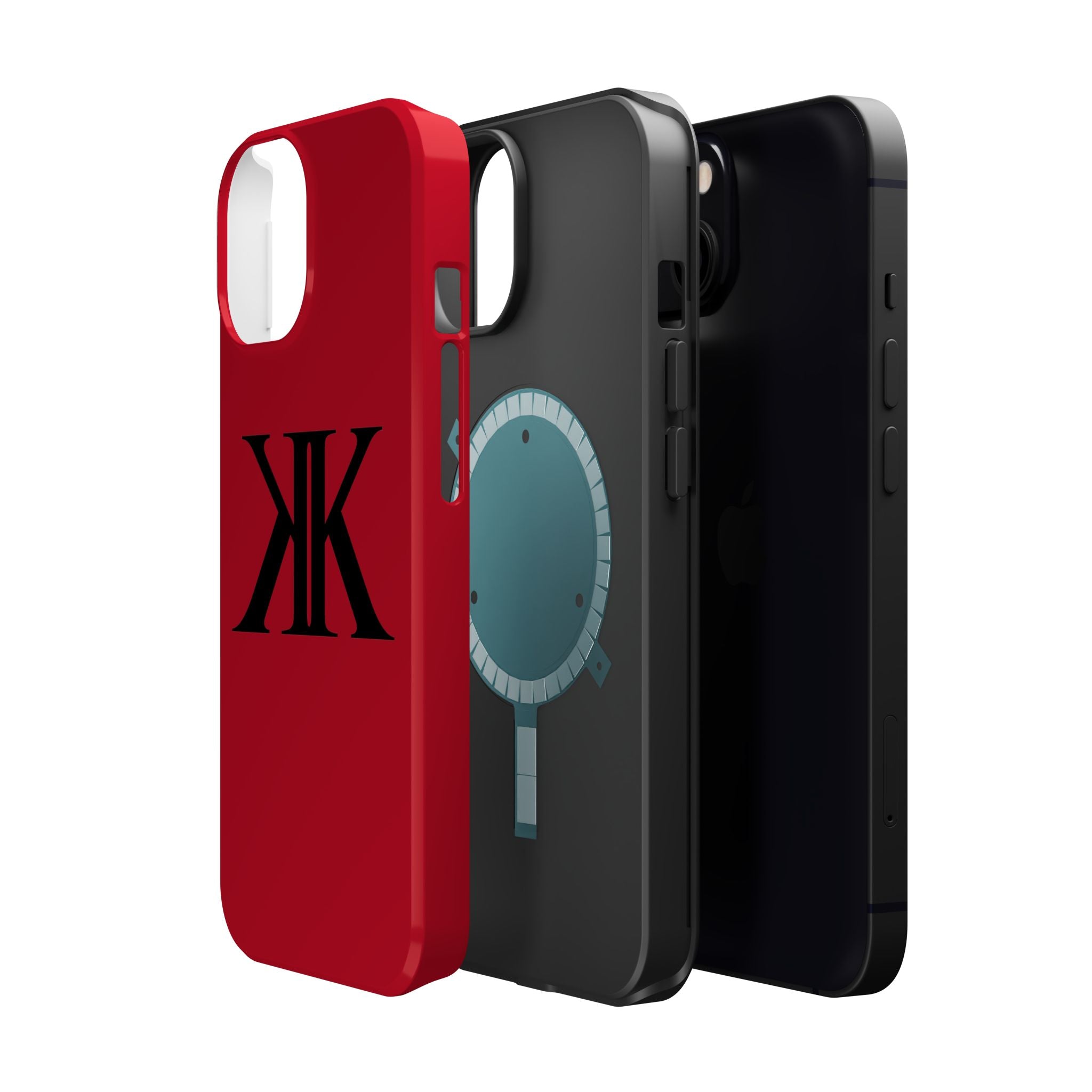 Magnetic Impact-Resistant RED Case with Bold KK Monogram