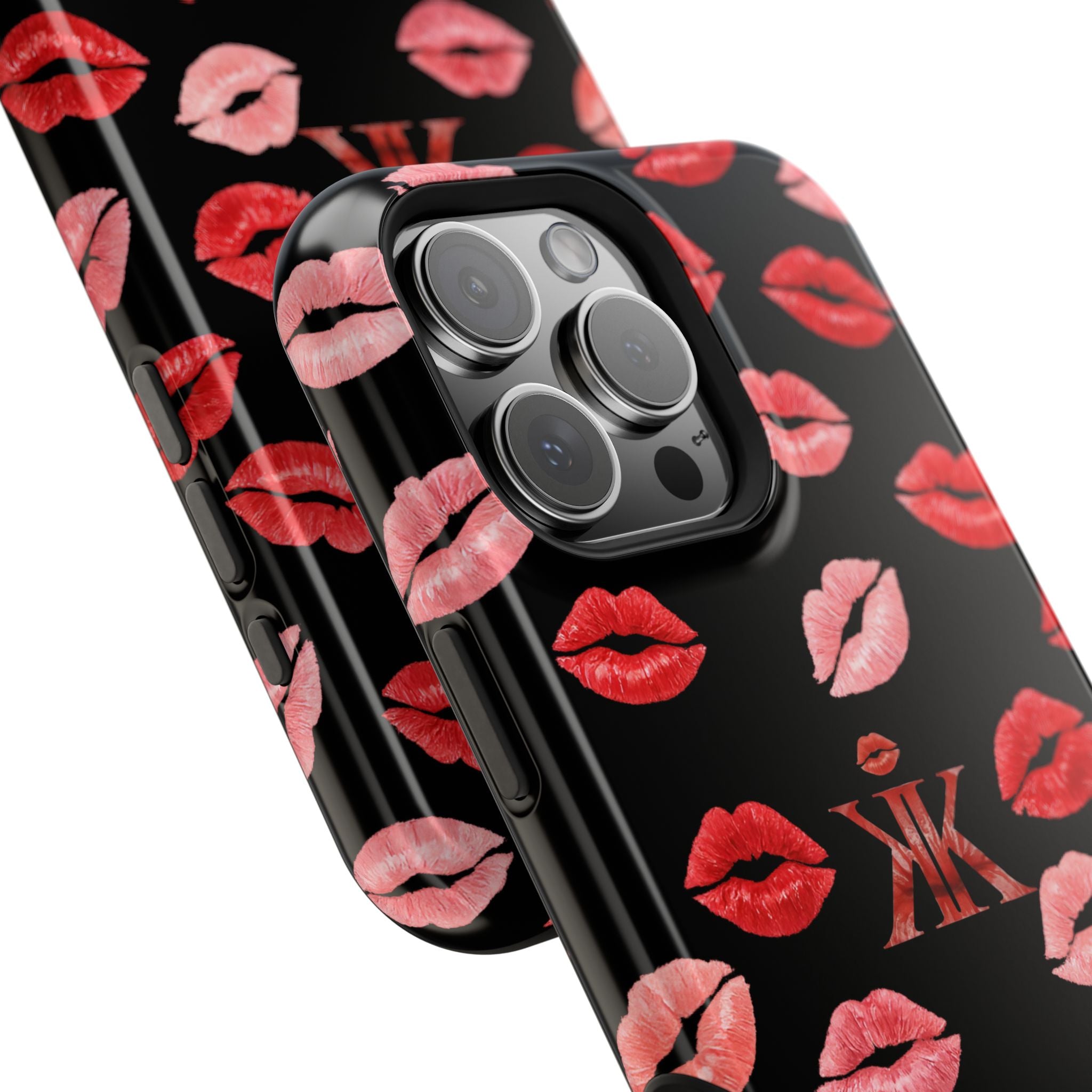 Psyche Collection BLACK - Kiss Pattern Magnetic Impact Phone Case