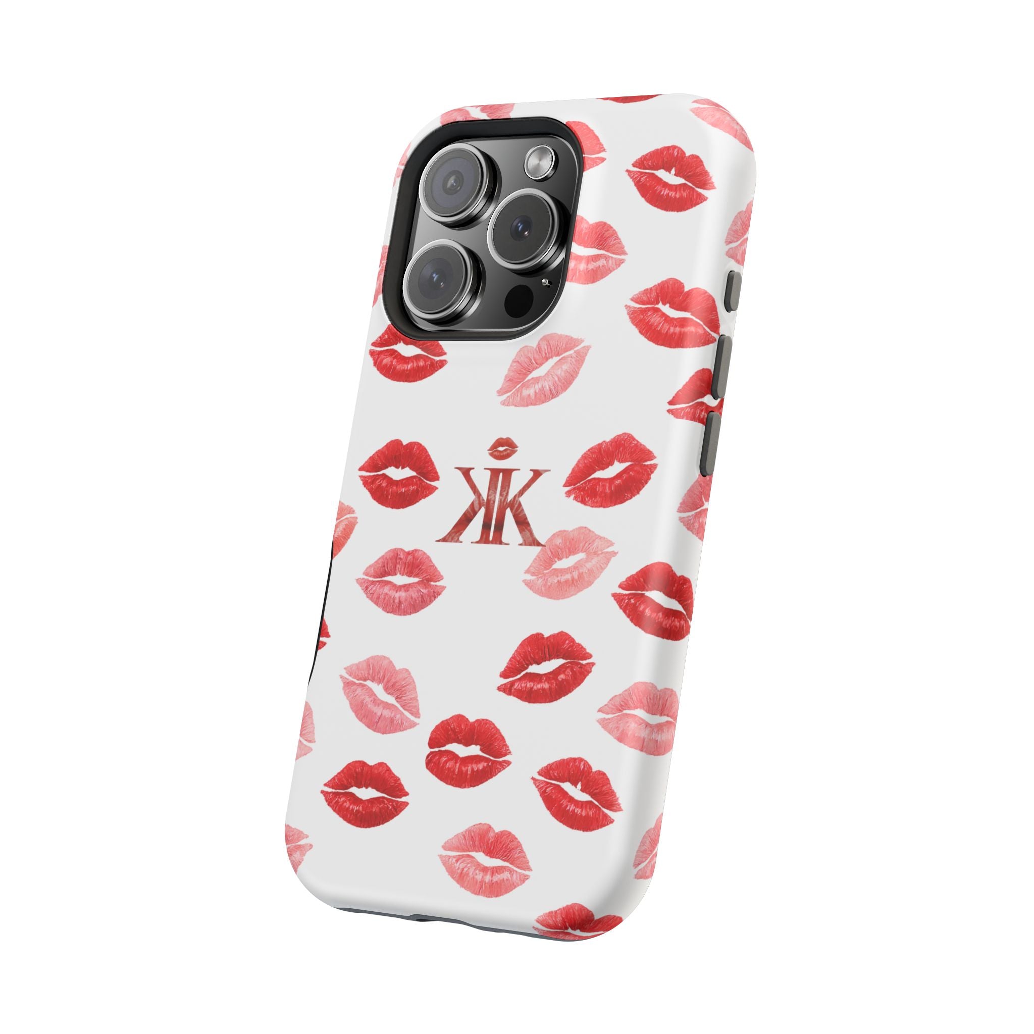 Psyche Collection White - Kiss Pattern Magnetic Impact Phone Case