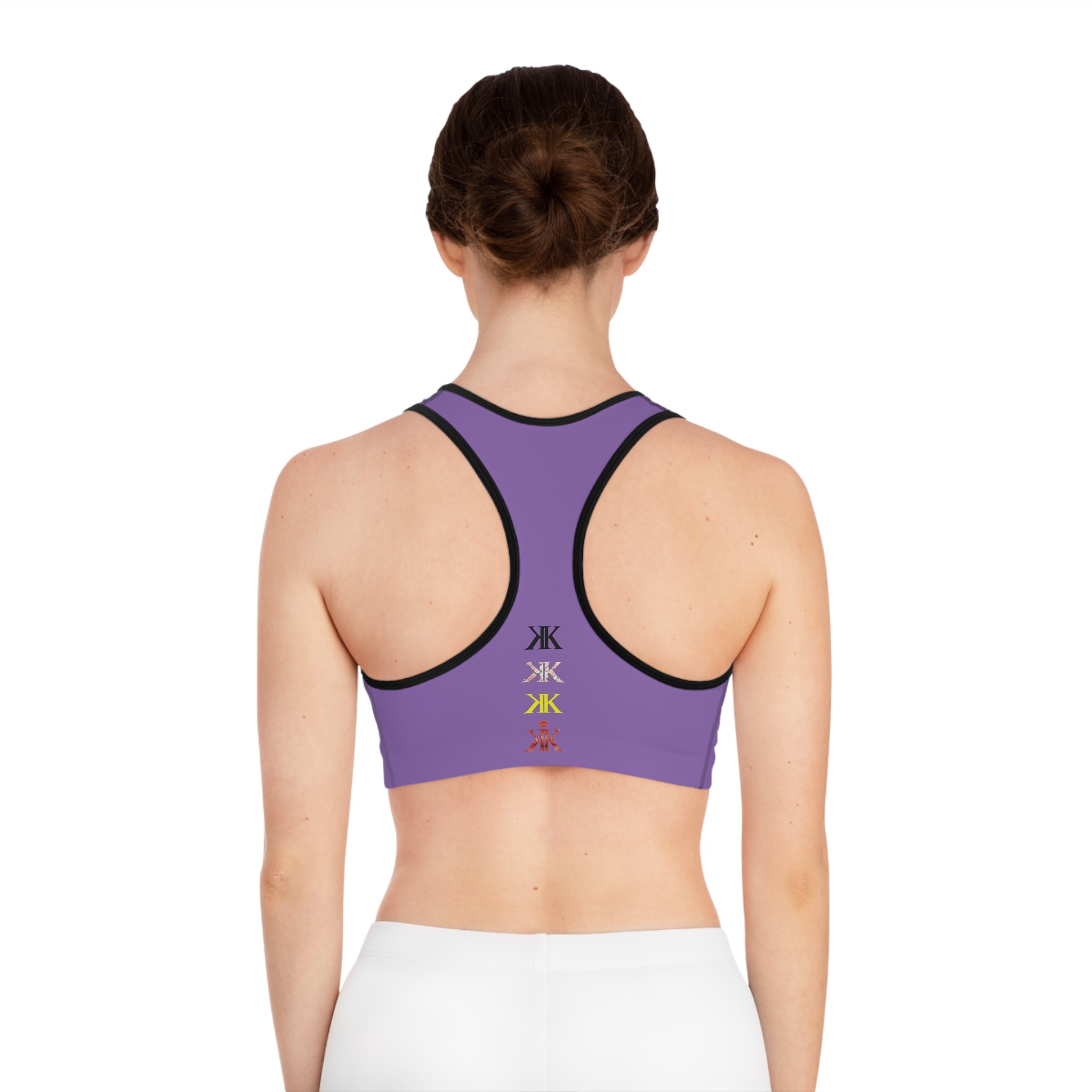 Sigil Collection Light Purple Minimalist Stacked Logo Sports Bra — Colorful Monogram Activewear