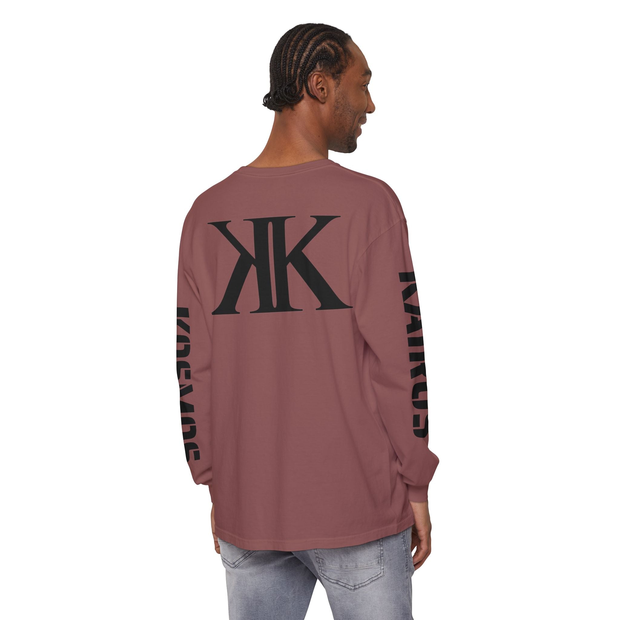 KOSMOS Monogram Uni-Sex Long Sleeve Tee — Bold Black Logo Sleeve Shirt