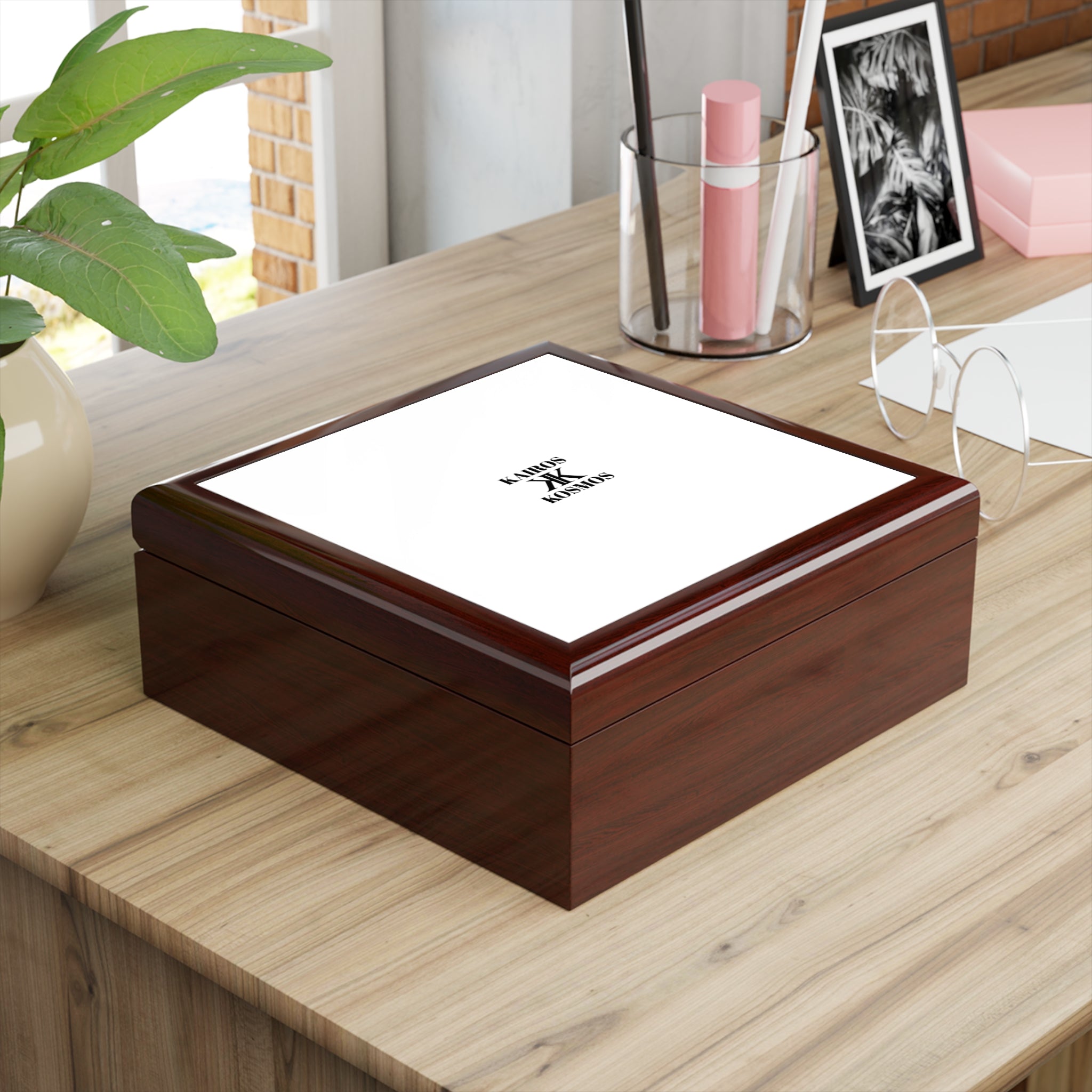 Jewelry Box with Minimalist 'KAIROS KOSMOS' Logo