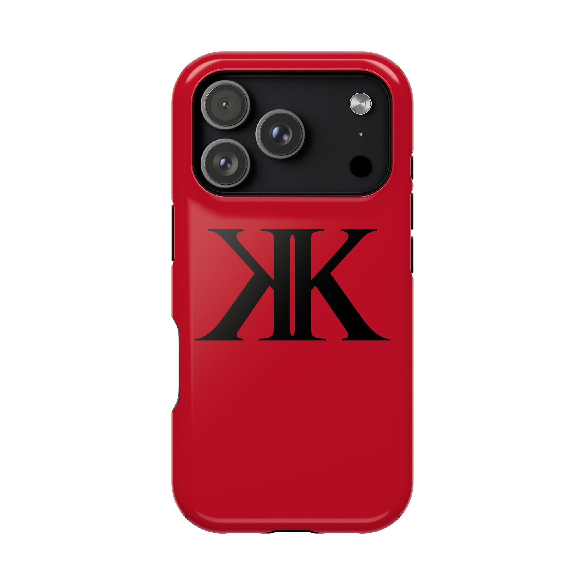 Magnetic Impact-Resistant RED Case with Bold KK Monogram