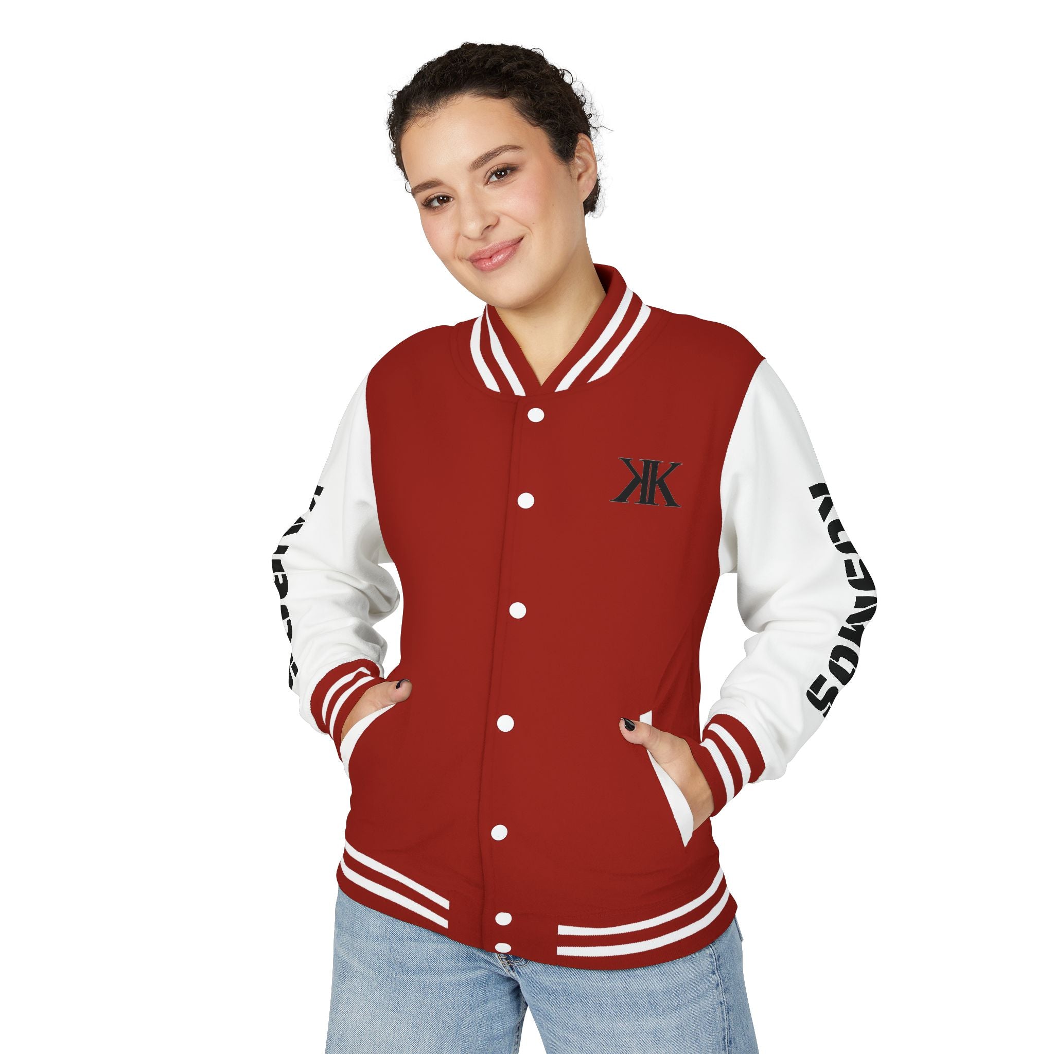 Letterman Jacket RED — "Give No Fu*ks" Bold Varsity Bomber