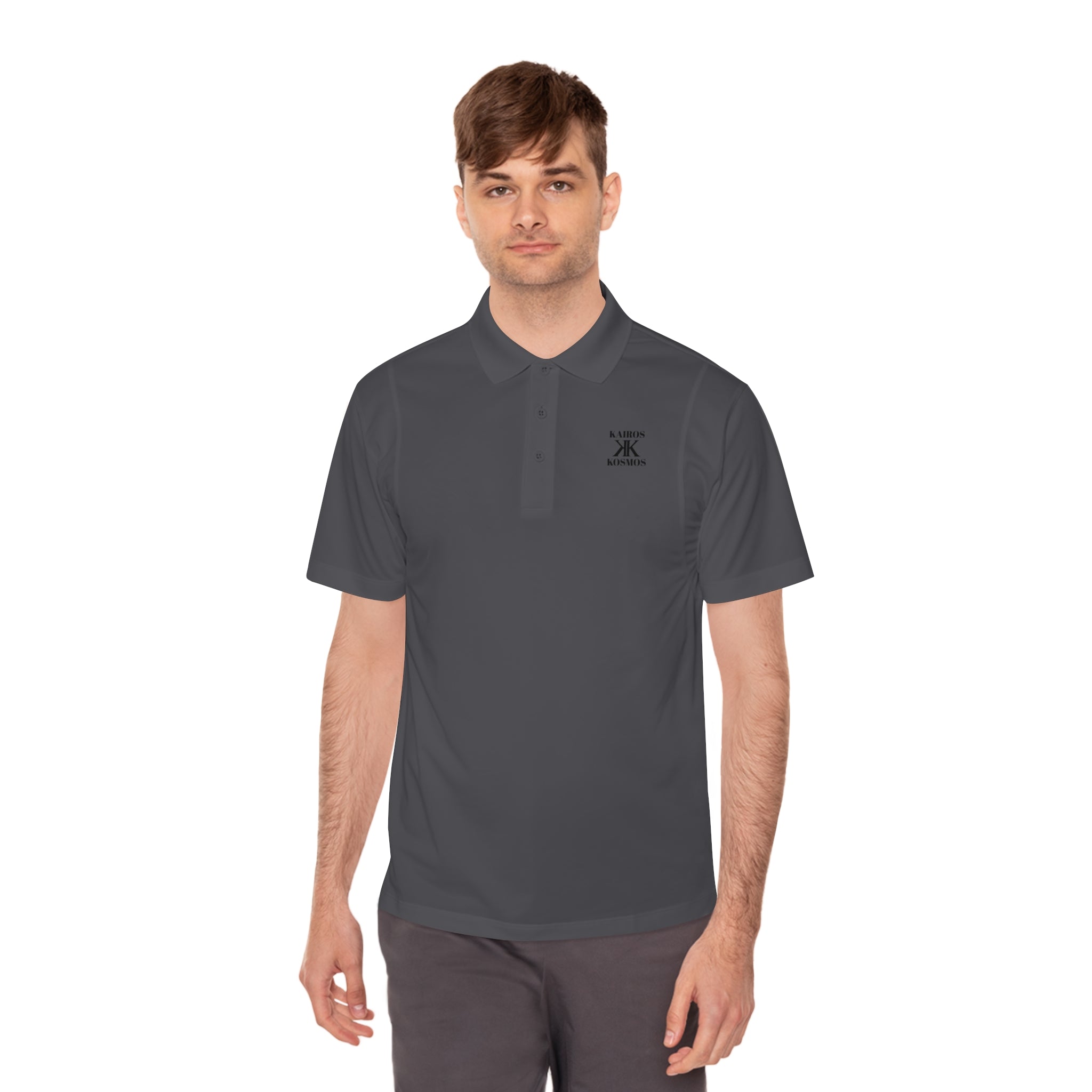 Classic Men’s Sport Polo — Minimalist Kairos Kosmos Logo Chest Shirt