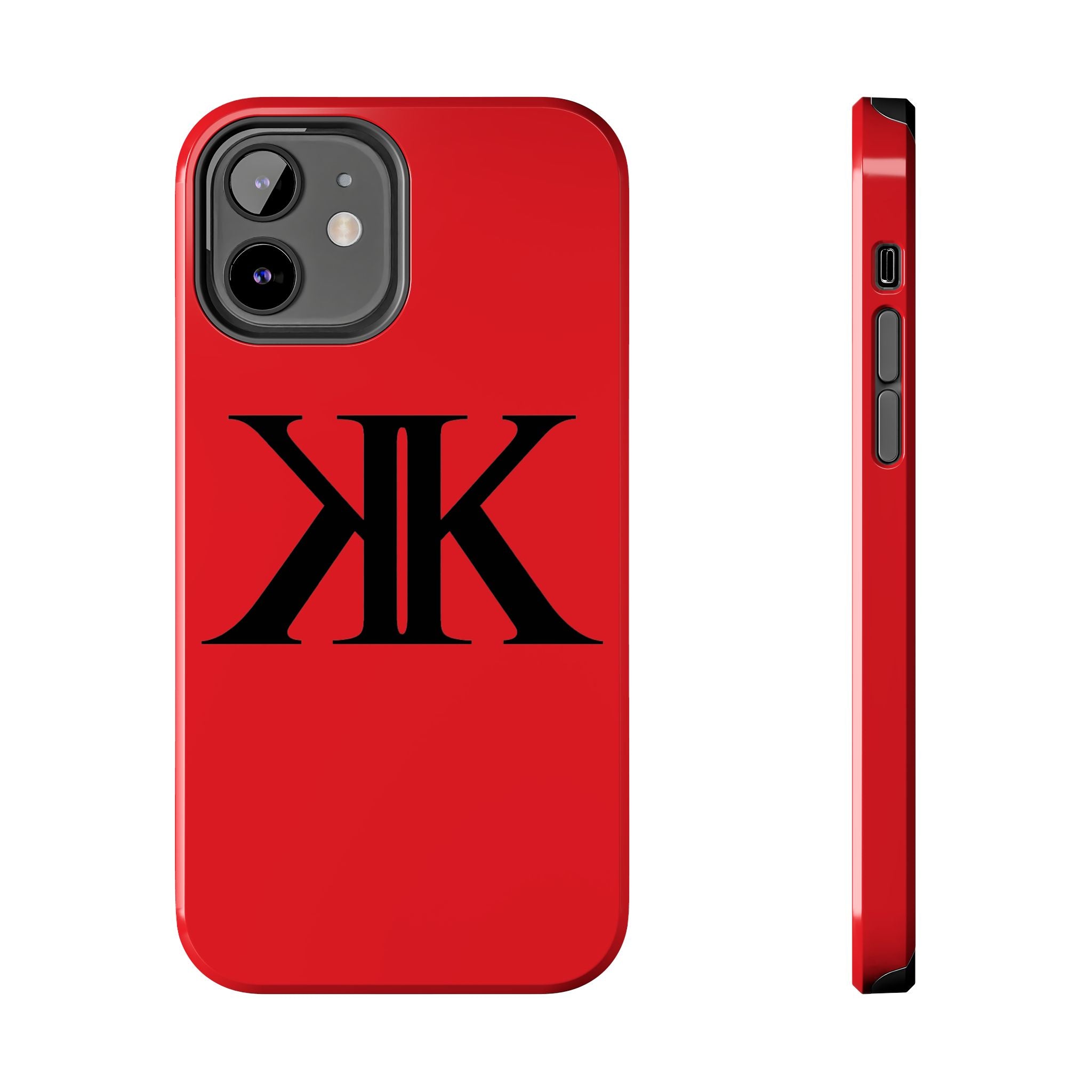Monogram 'KK' RED Tough Phone Case — Minimal Black Initials Protective Cover