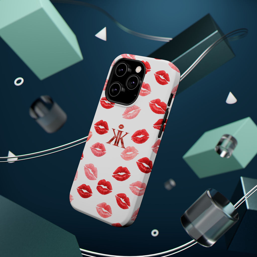 Psyche Collection White - Kiss Pattern Magnetic Impact Phone Case