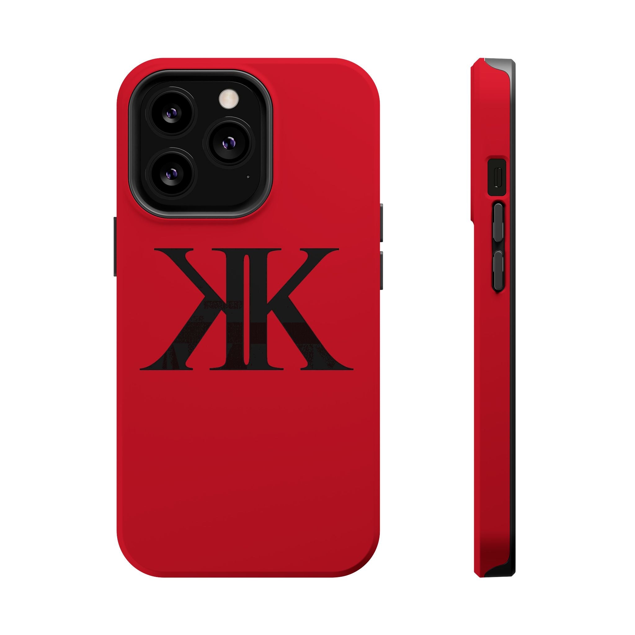 Magnetic Impact-Resistant RED Case with Bold KK Monogram