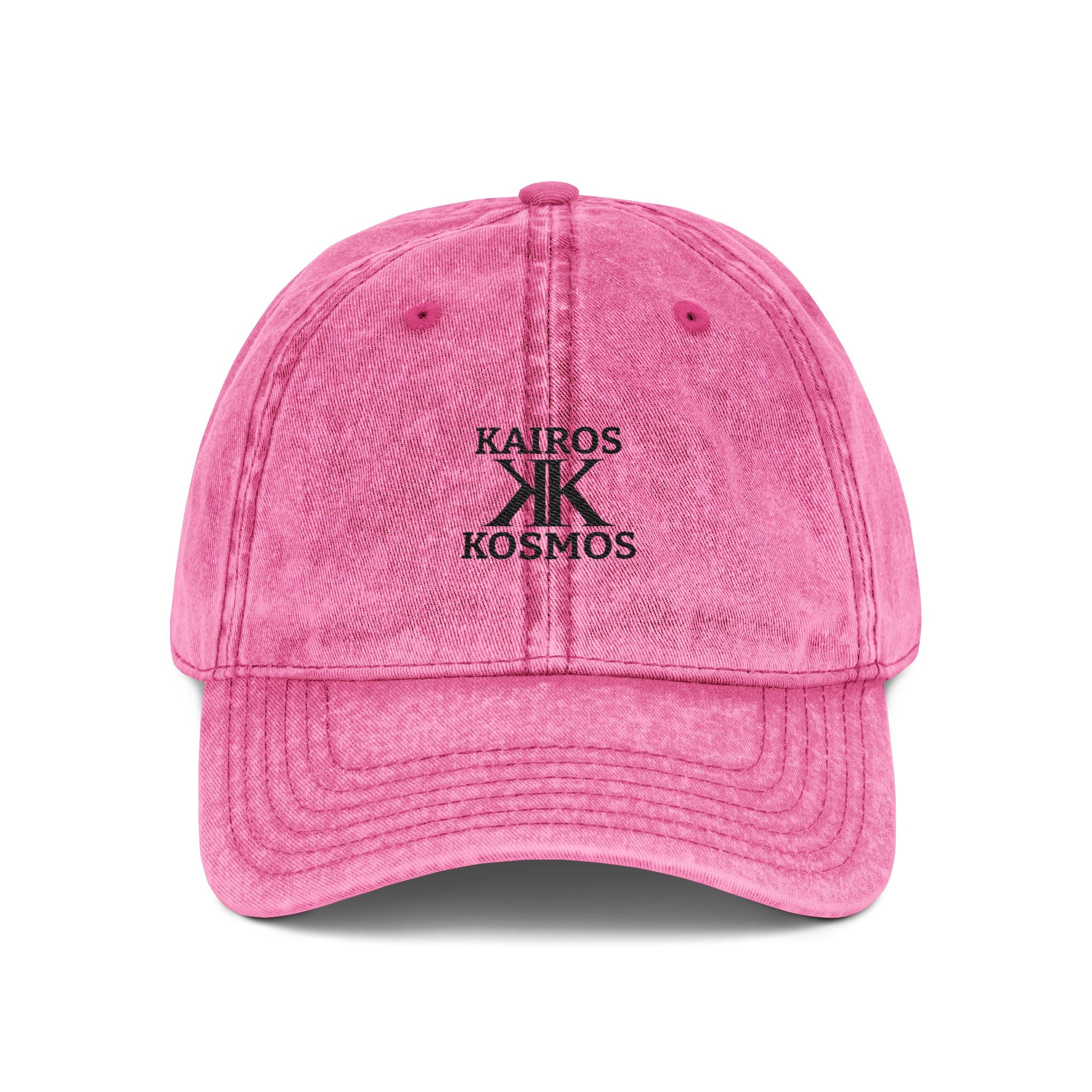 Vintage Embroidered Cap — Kairos Kosmos Logo Distressed Baseball Hat