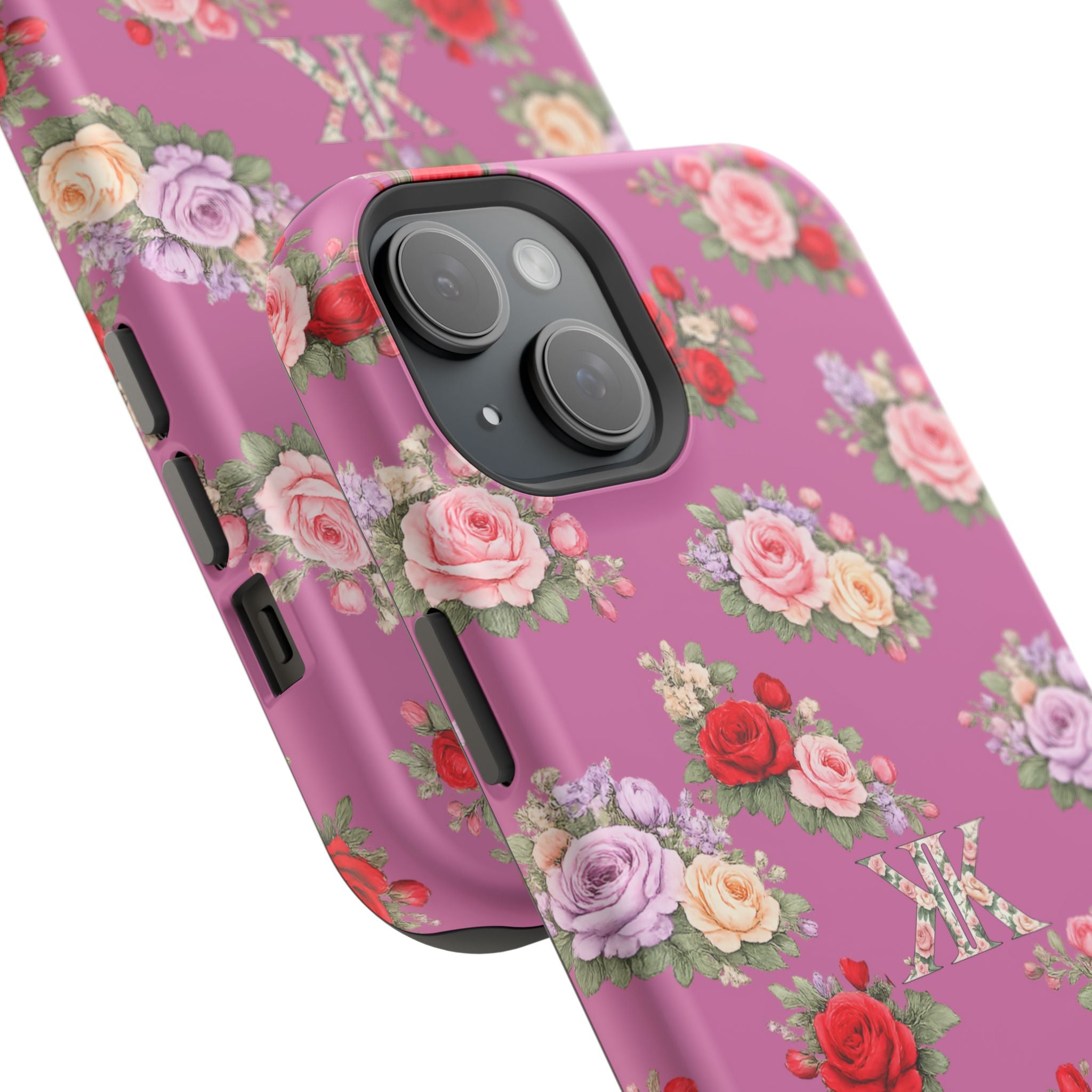Anthos Collection Light Pink  Vintage Floral Rose Pattern Magnetic Impact-Resistant Phone Case