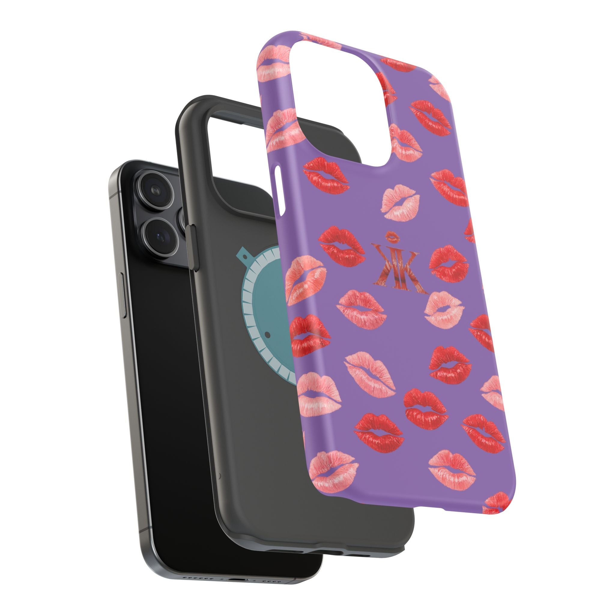 Psyche Collection Light Purple - Kiss Pattern Magnetic Impact Phone Case