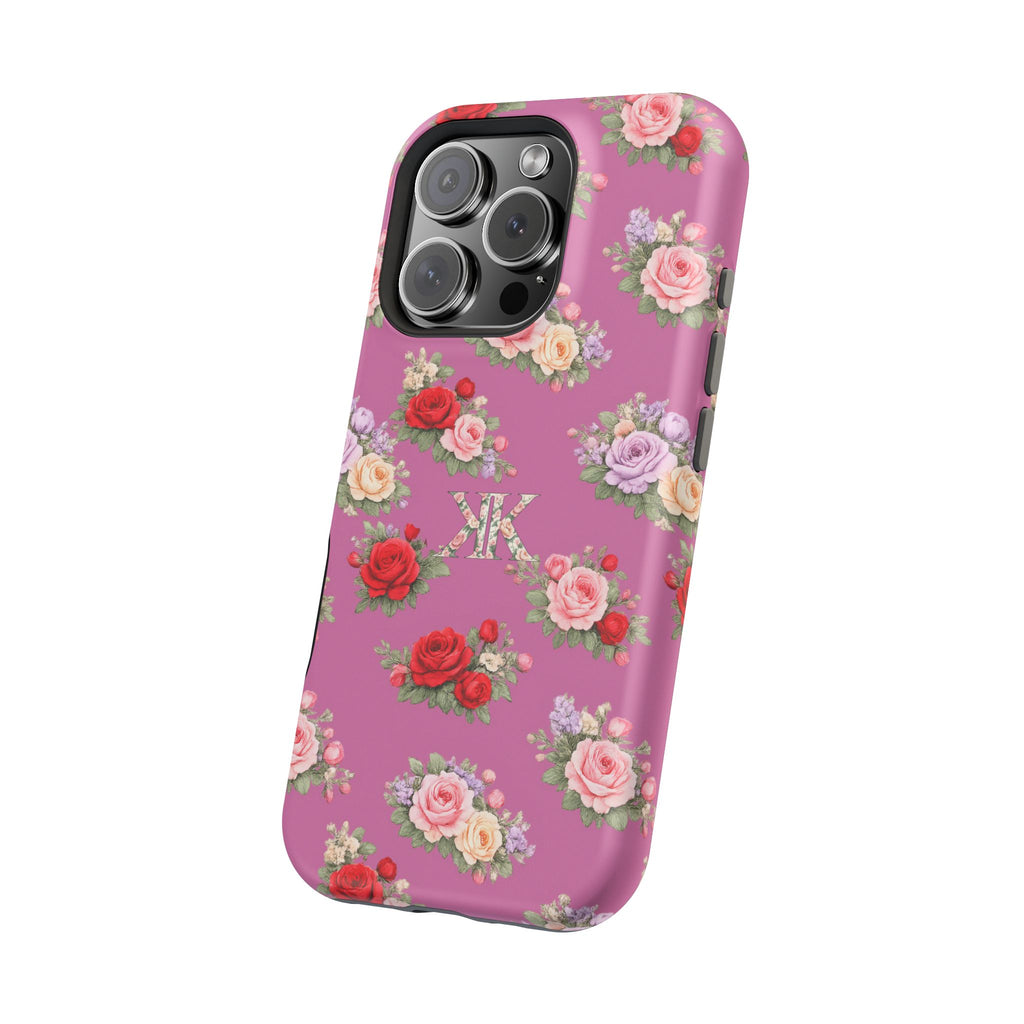 Anthos Collection Light Pink  Vintage Floral Rose Pattern Magnetic Impact-Resistant Phone Case