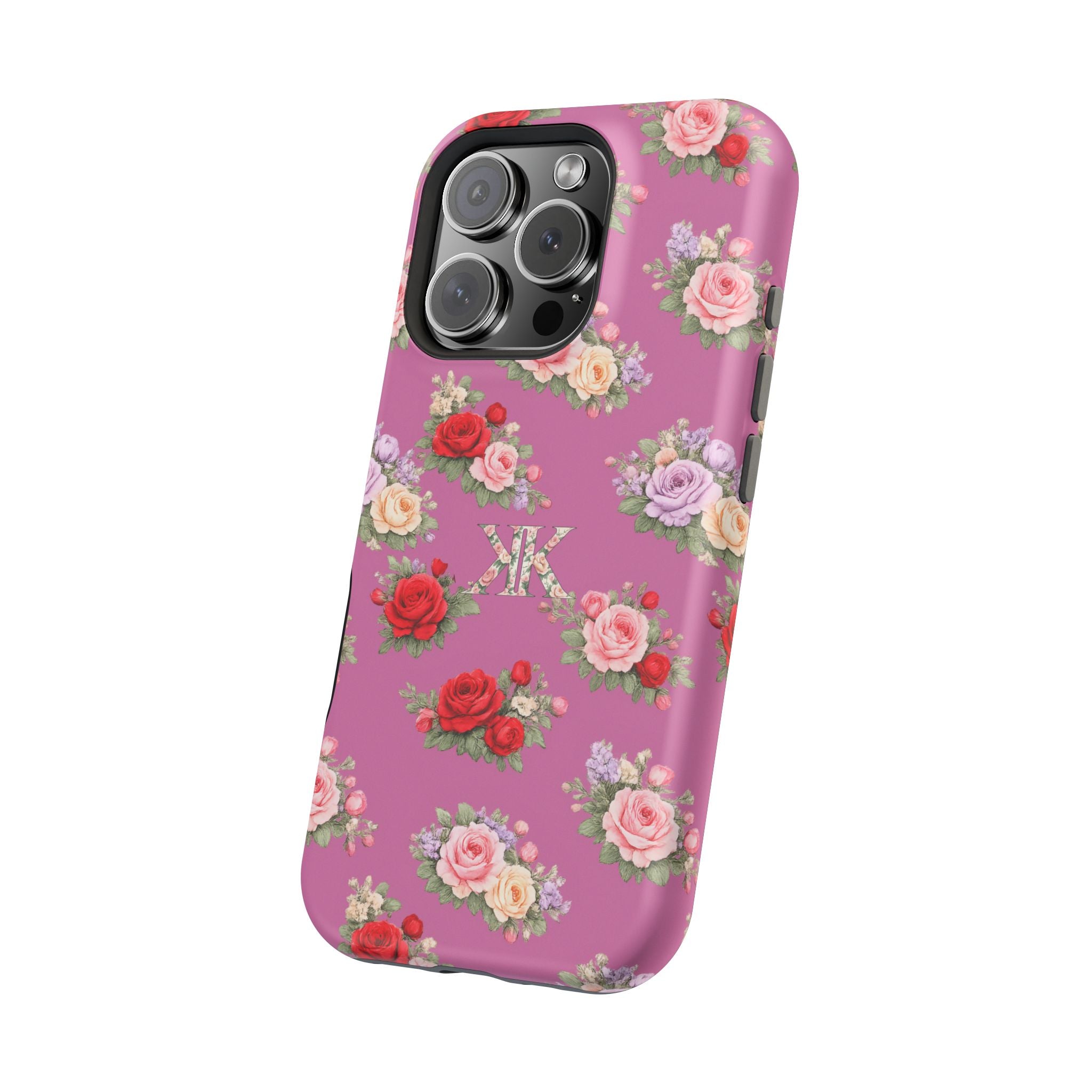 Anthos Collection Light Pink  Vintage Floral Rose Pattern Magnetic Impact-Resistant Phone Case