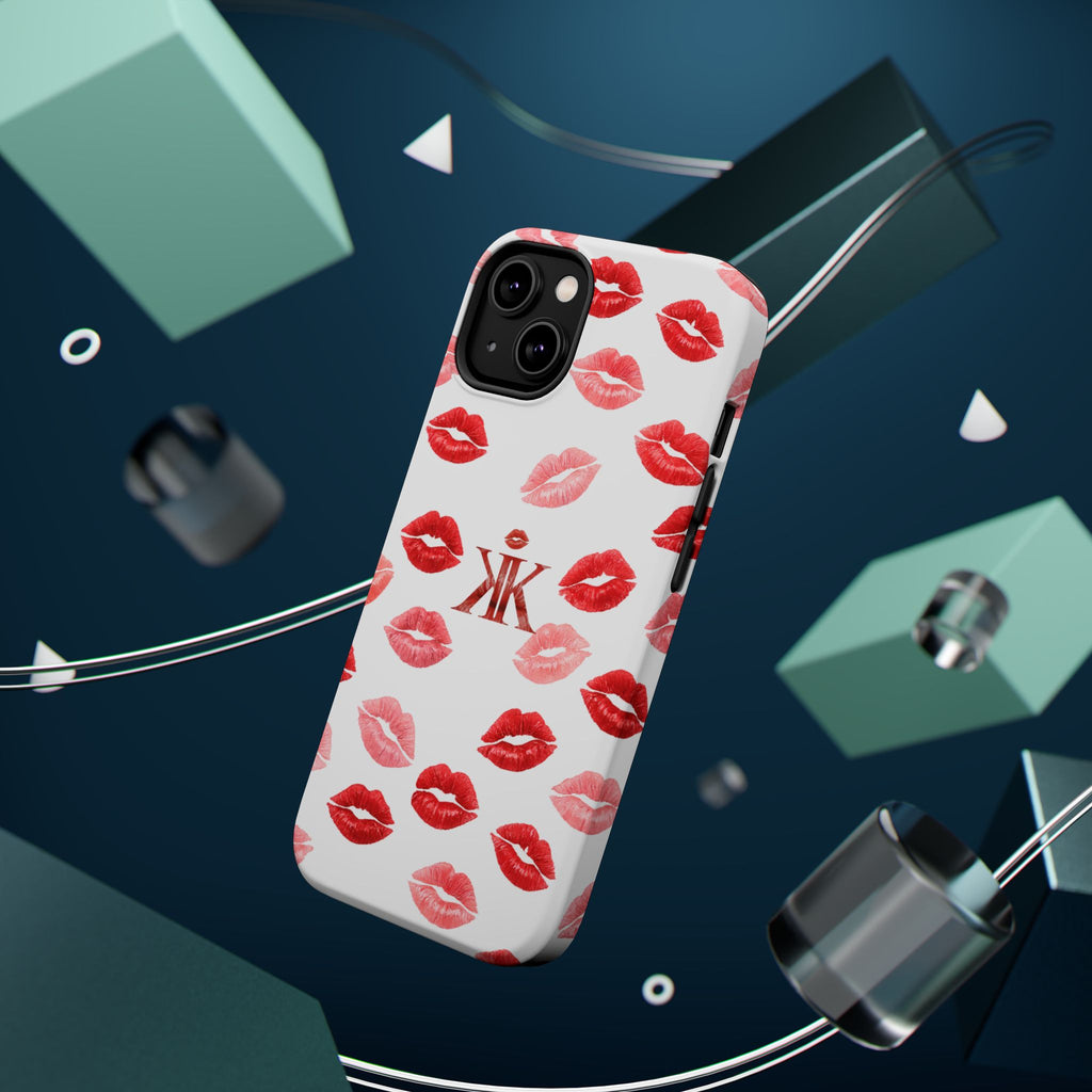 Psyche Collection White - Kiss Pattern Magnetic Impact Phone Case
