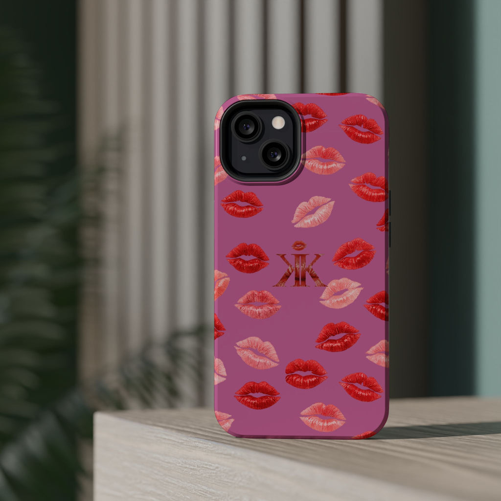 Psyche Collection Light Pink - Kiss Pattern Magnetic Impact Phone Case