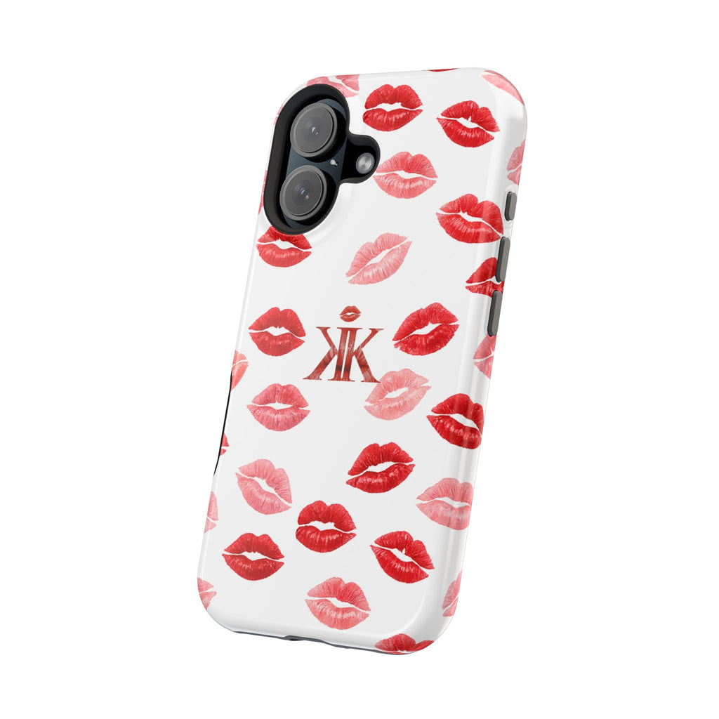 Psyche Collection White - Kiss Pattern Magnetic Impact Phone Case