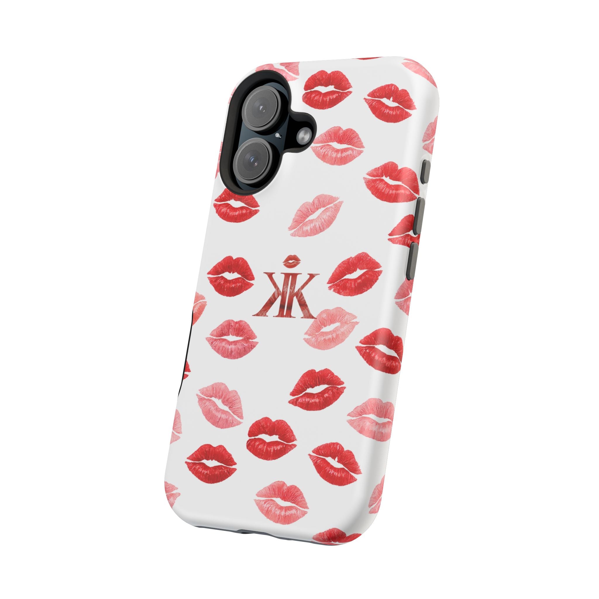 Psyche Collection White - Kiss Pattern Magnetic Impact Phone Case