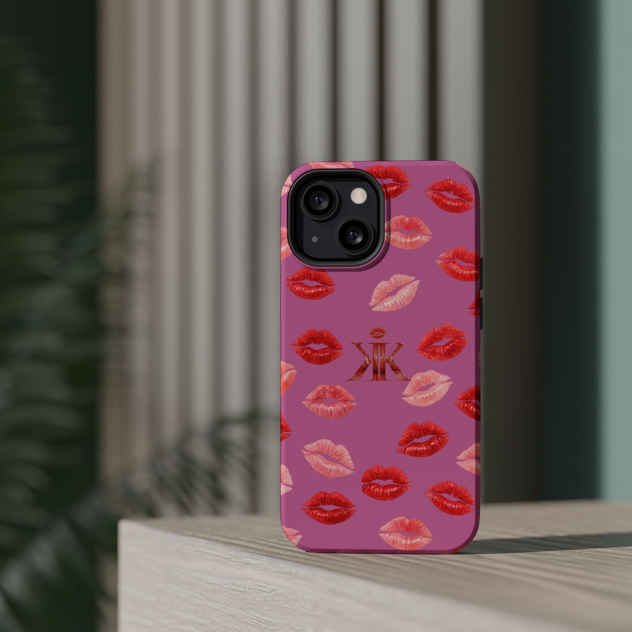 Psyche Collection Light Pink - Kiss Pattern Magnetic Impact Phone Case