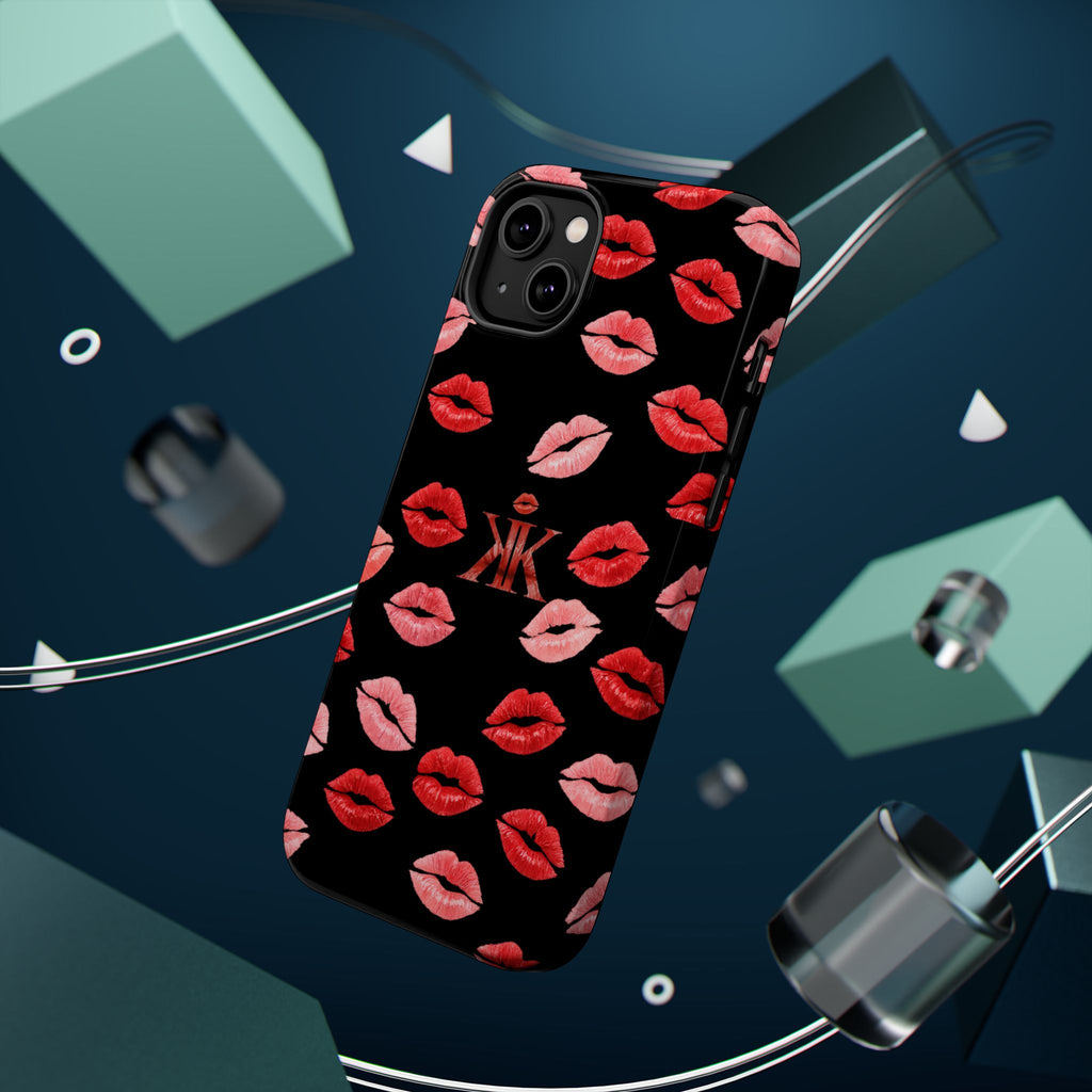Psyche Collection BLACK - Kiss Pattern Magnetic Impact Phone Case
