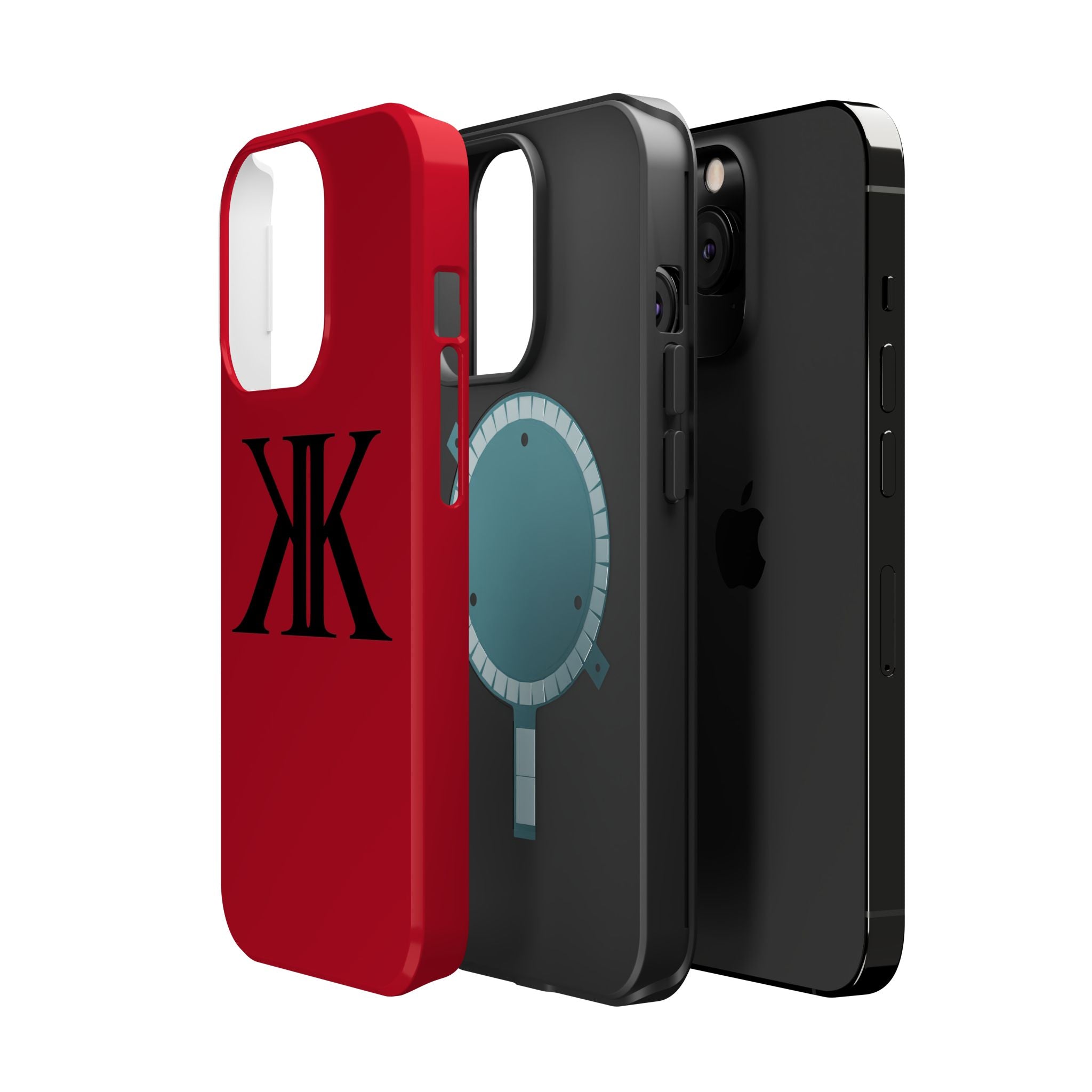 Magnetic Impact-Resistant RED Case with Bold KK Monogram