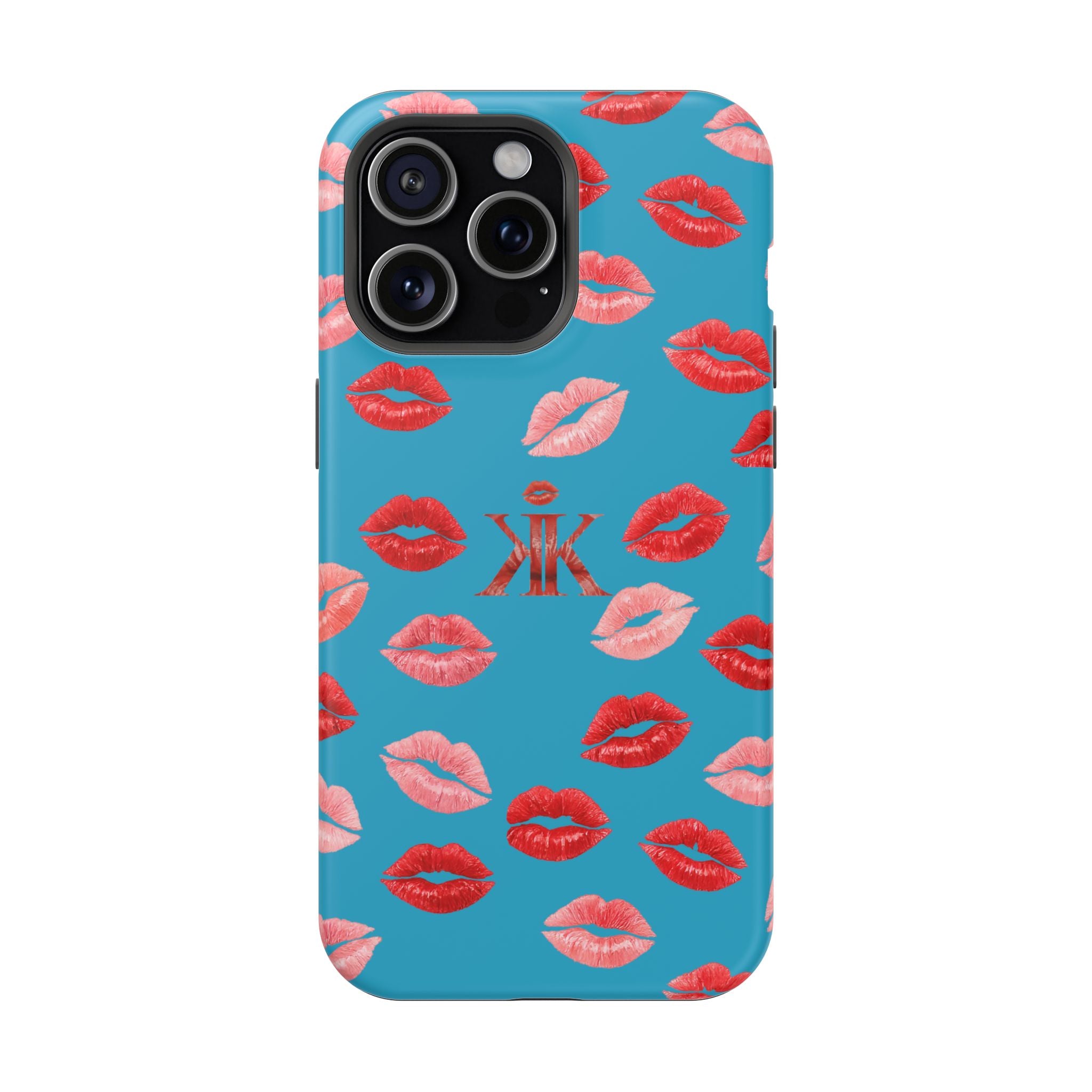 Psyche Collection Turquoise - Kiss Pattern Magnetic Impact Phone Case