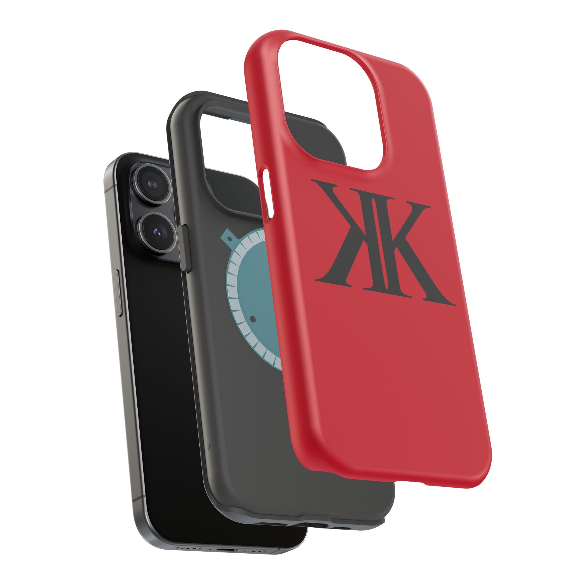 Magnetic Impact-Resistant RED Case with Bold KK Monogram
