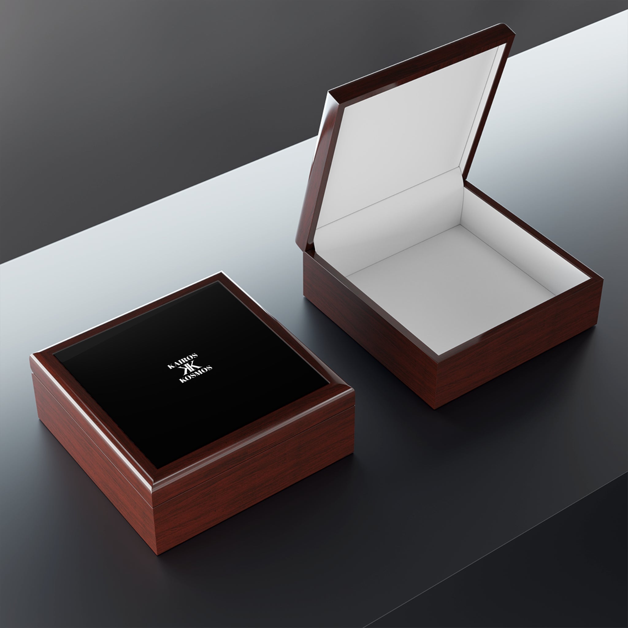 Jewelry Box BLACK with Minimalist 'KAIROS KOSMOS' Logo