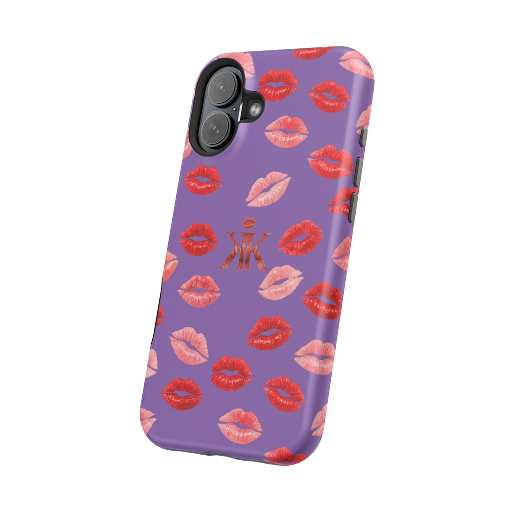 Psyche Collection Light Purple - Kiss Pattern Magnetic Impact Phone Case