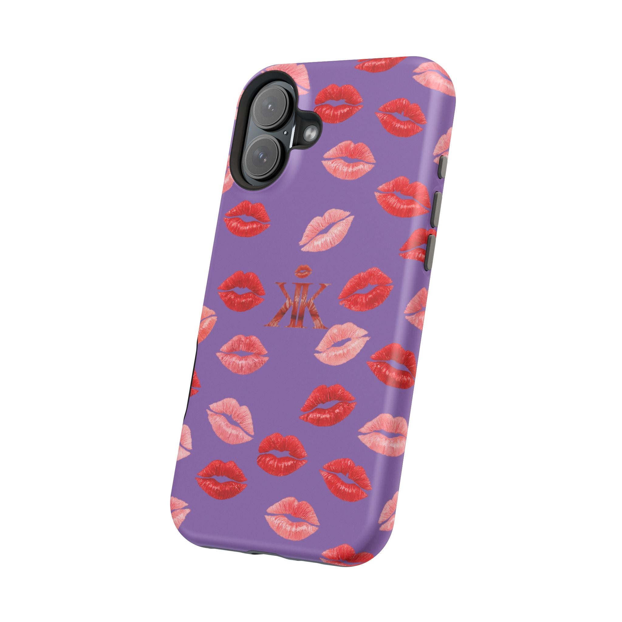 Psyche Collection Light Purple - Kiss Pattern Magnetic Impact Phone Case