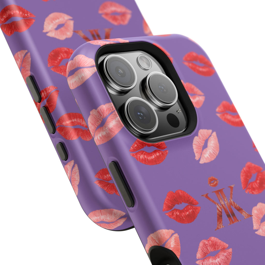 Psyche Collection Light Purple - Kiss Pattern Magnetic Impact Phone Case
