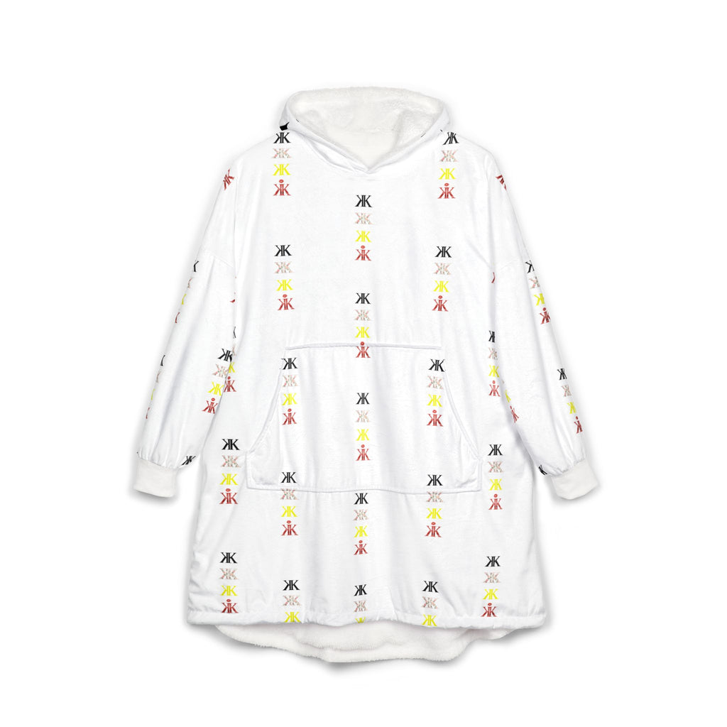 Sigil Collection Hooded Blanket — Cozy White Patterned Lounge Poncho