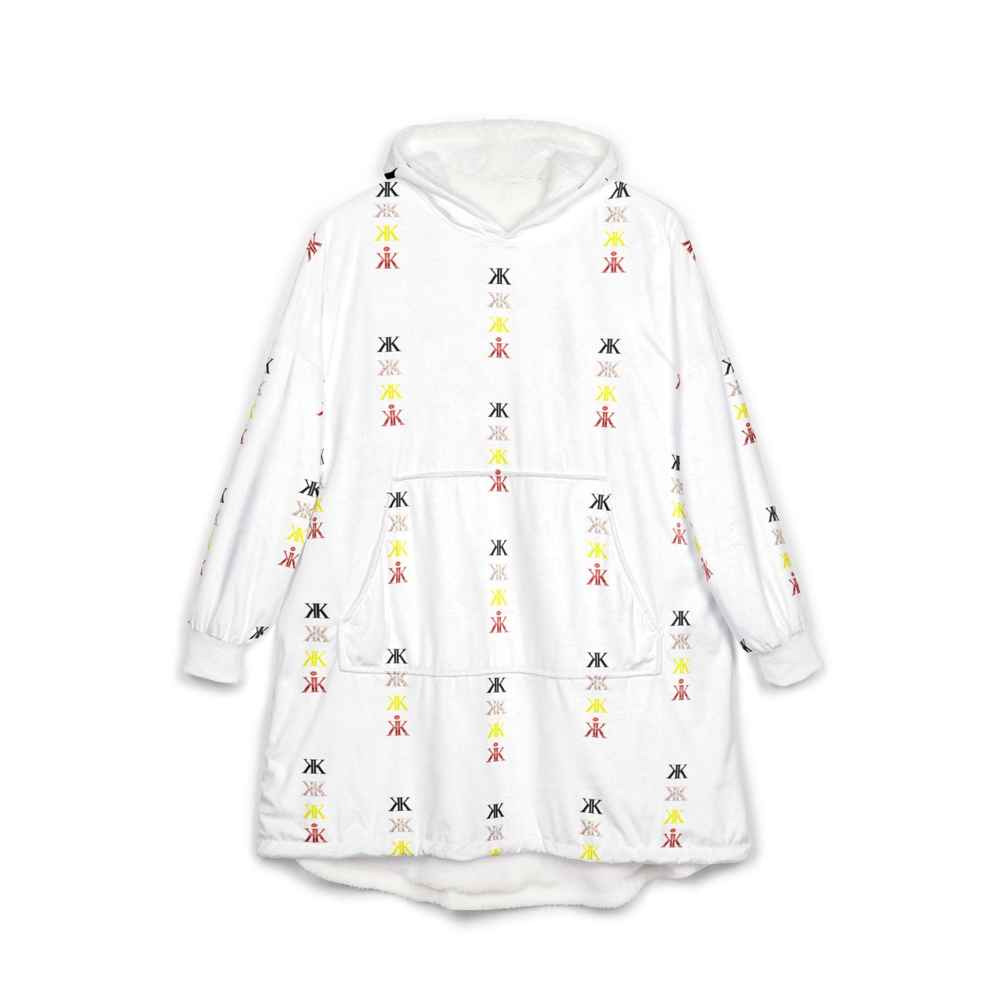 Sigil Collection Hooded Blanket — Cozy White Patterned Lounge Poncho