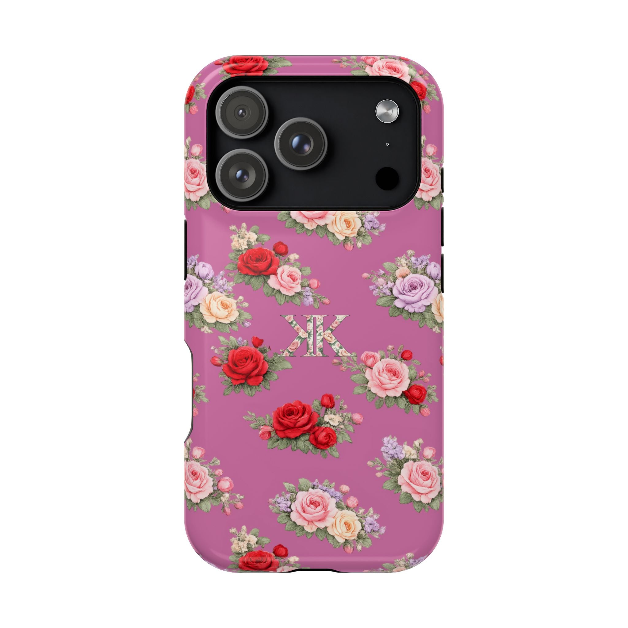 Anthos Collection Light Pink  Vintage Floral Rose Pattern Magnetic Impact-Resistant Phone Case