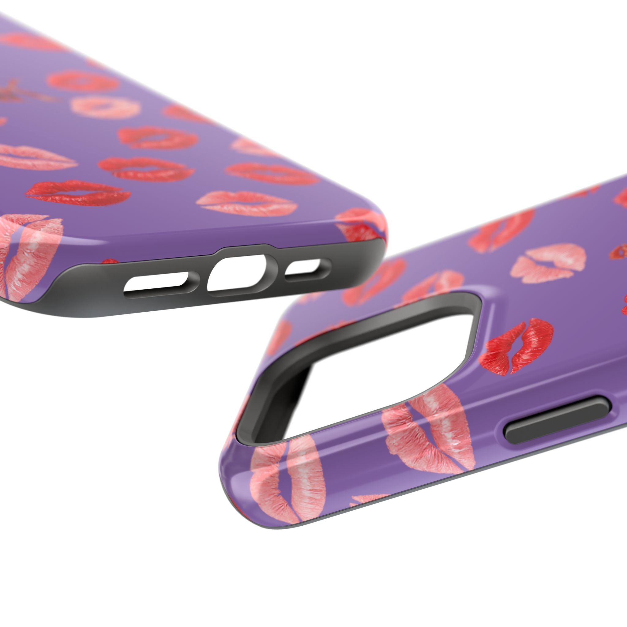 Psyche Collection Light Purple - Kiss Pattern Magnetic Impact Phone Case