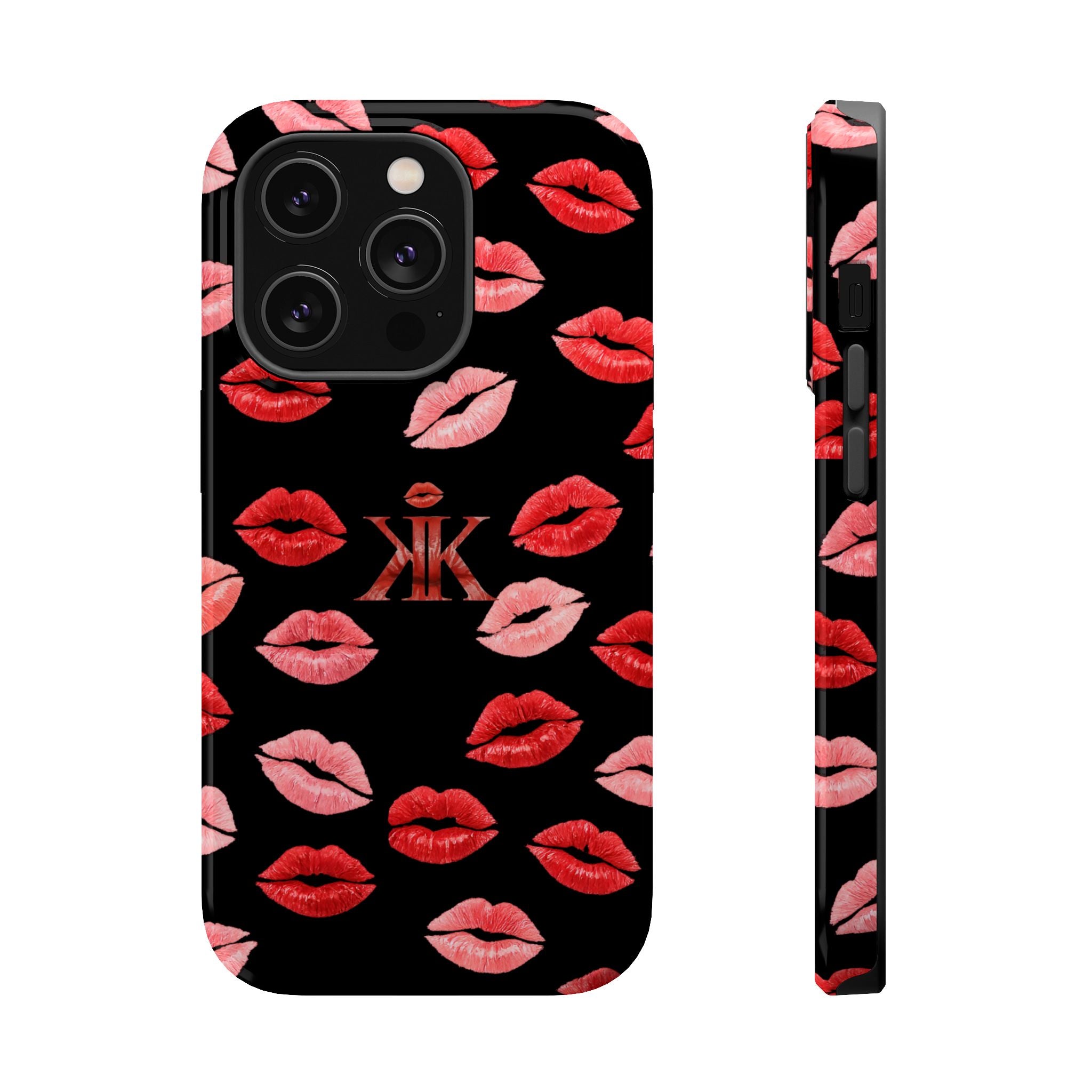 Psyche Collection BLACK - Kiss Pattern Magnetic Impact Phone Case