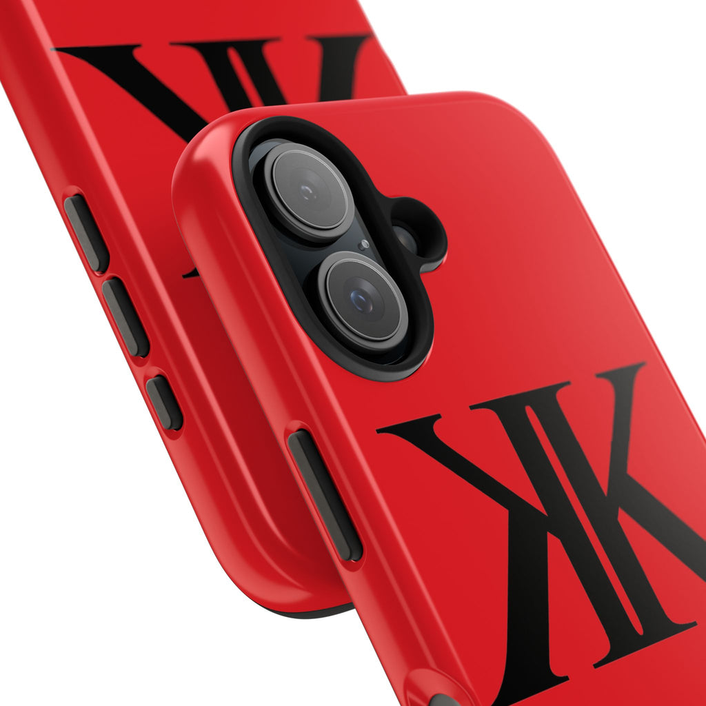 Monogram 'KK' RED Tough Phone Case — Minimal Black Initials Protective Cover