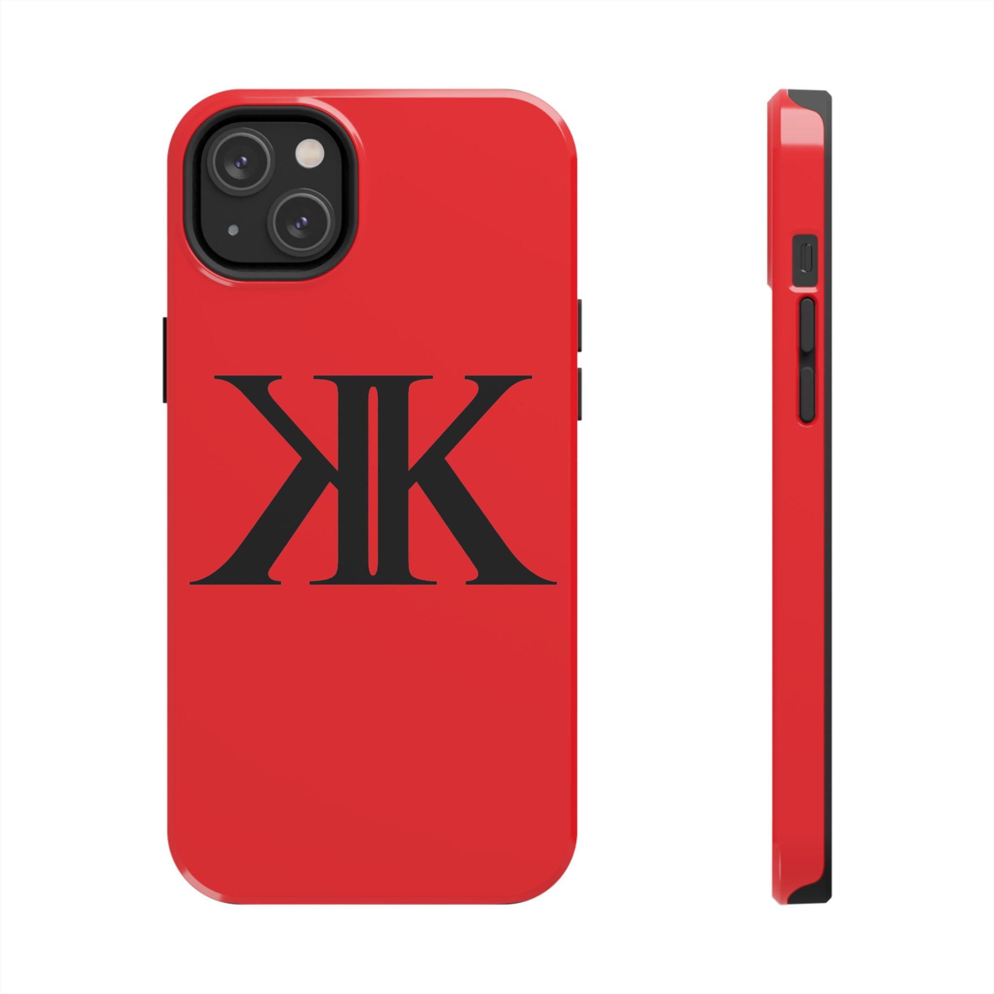 Monogram 'KK' RED Tough Phone Case — Minimal Black Initials Protective Cover