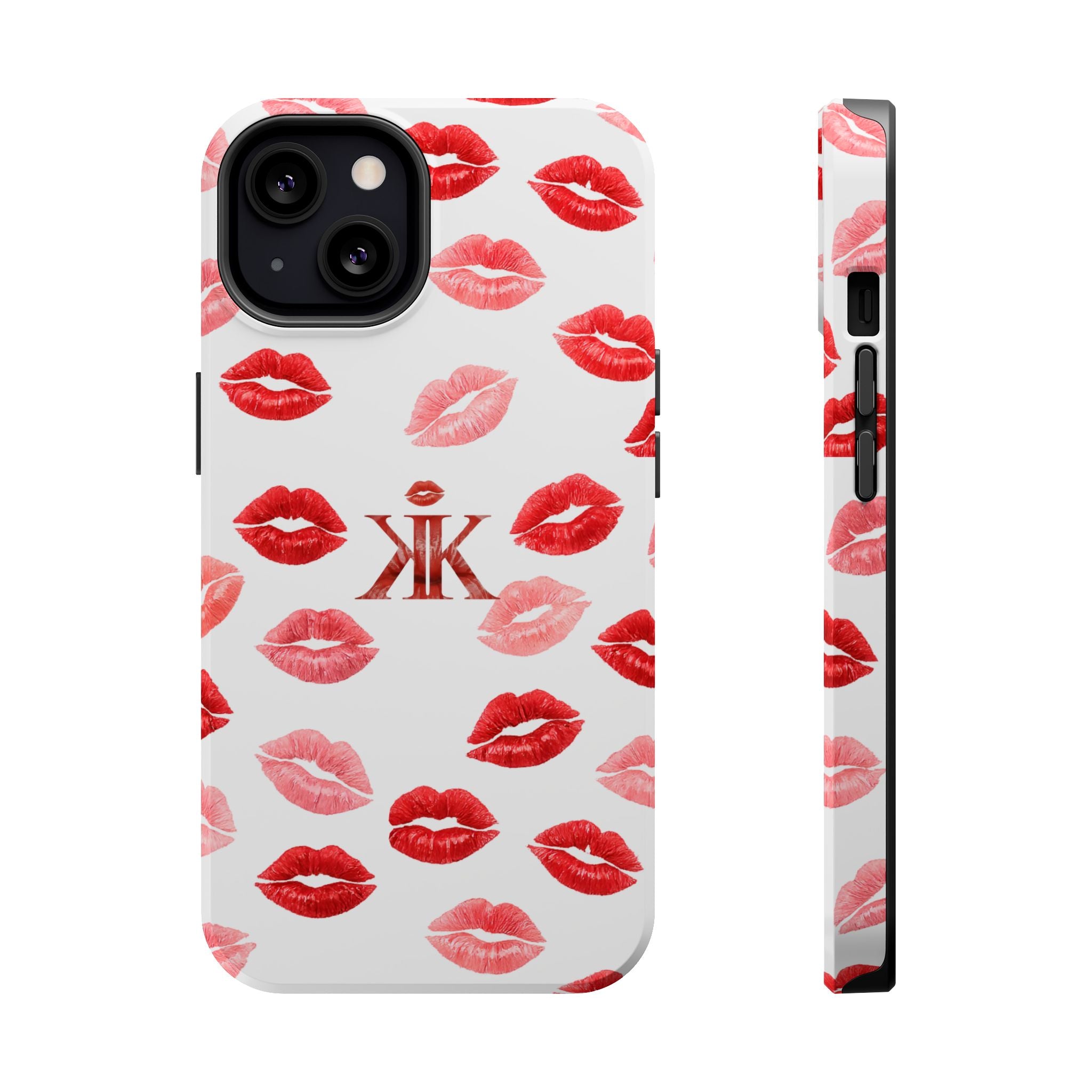 Psyche Collection White - Kiss Pattern Magnetic Impact Phone Case
