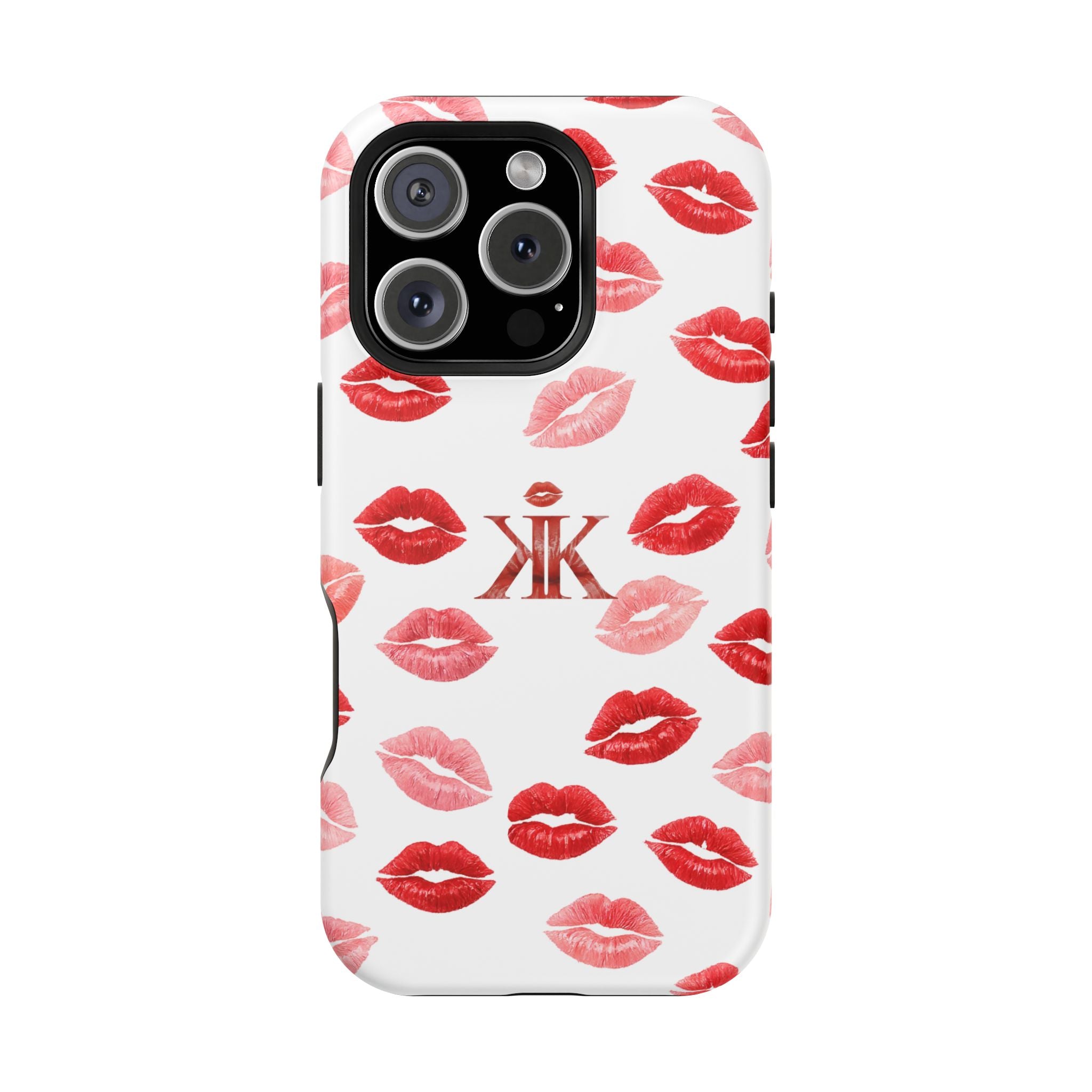 Psyche Collection White - Kiss Pattern Magnetic Impact Phone Case
